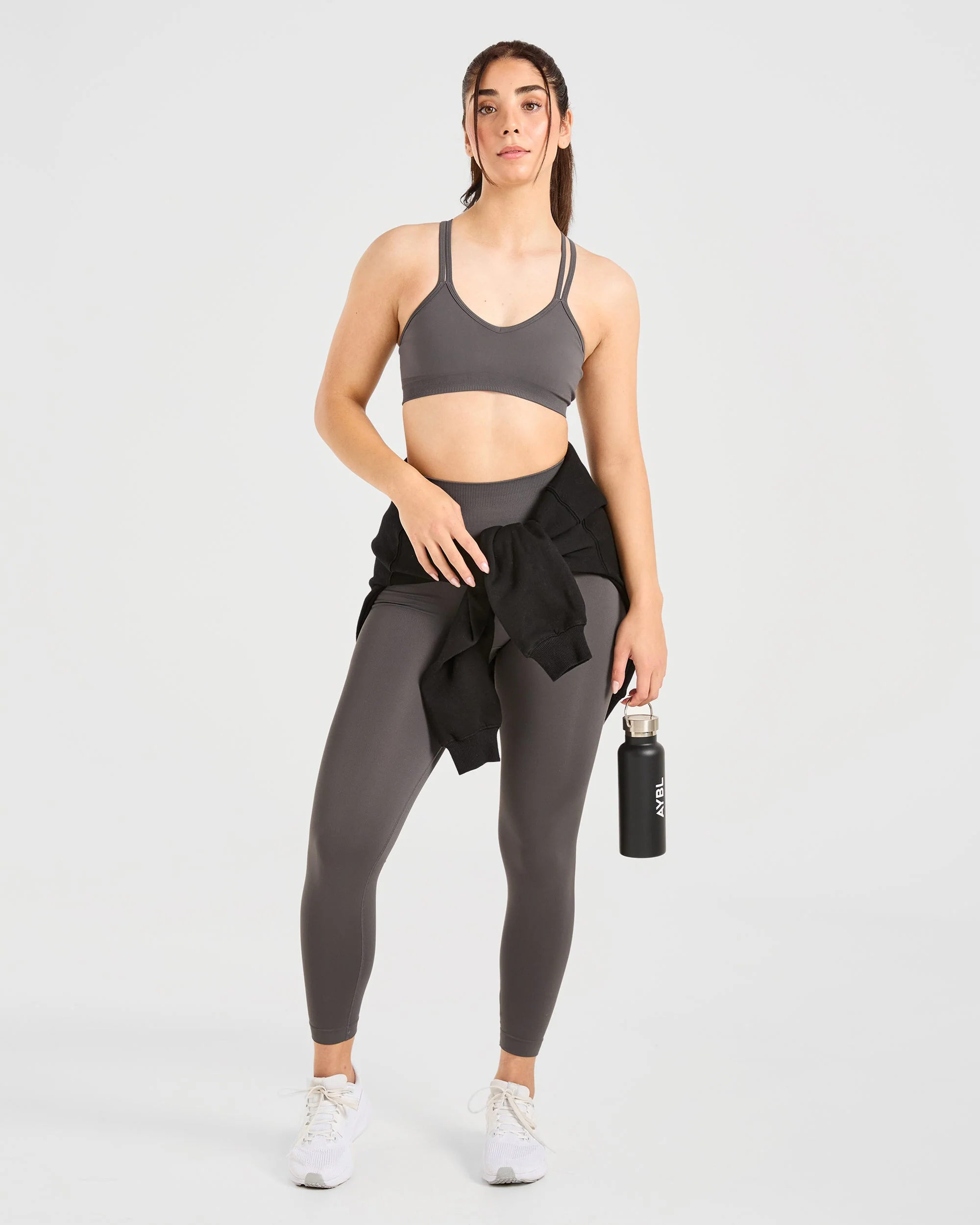 Power Seamless Sports Bra - Charcoal - Image 7