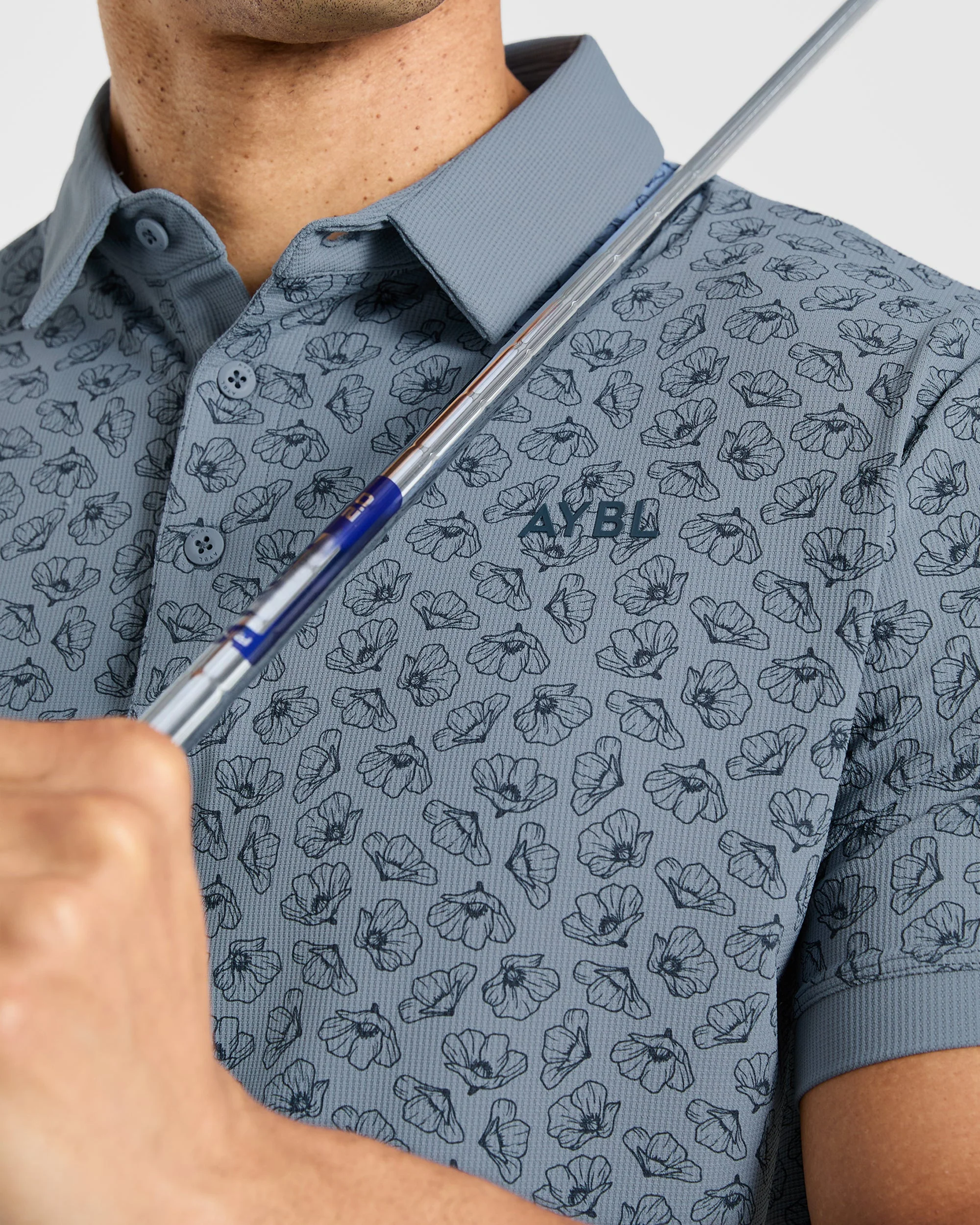 Precision Camellias Polo - Muted Navy - Image 8