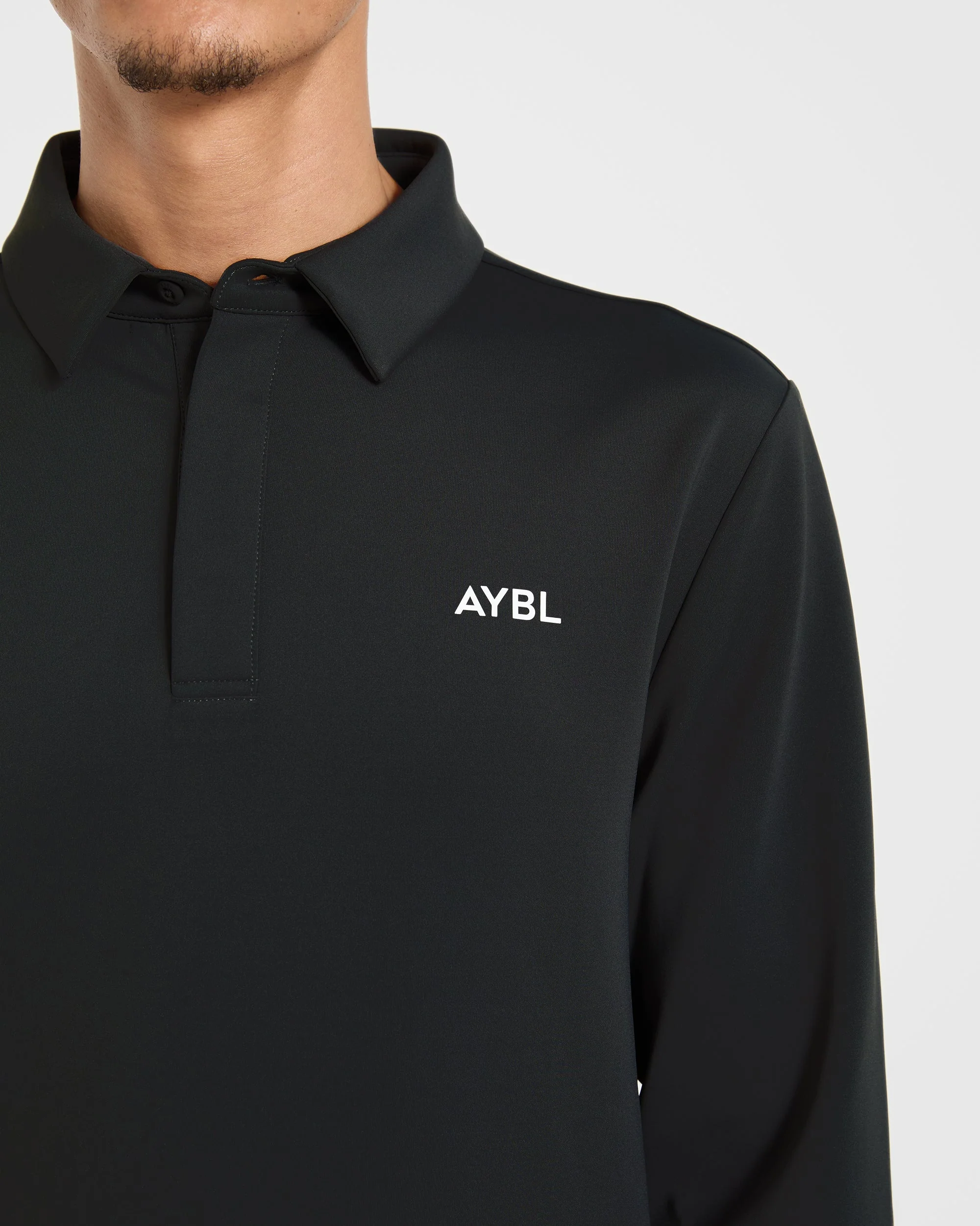 Precision Longsleeve Collared Pullover - Black - Image 5