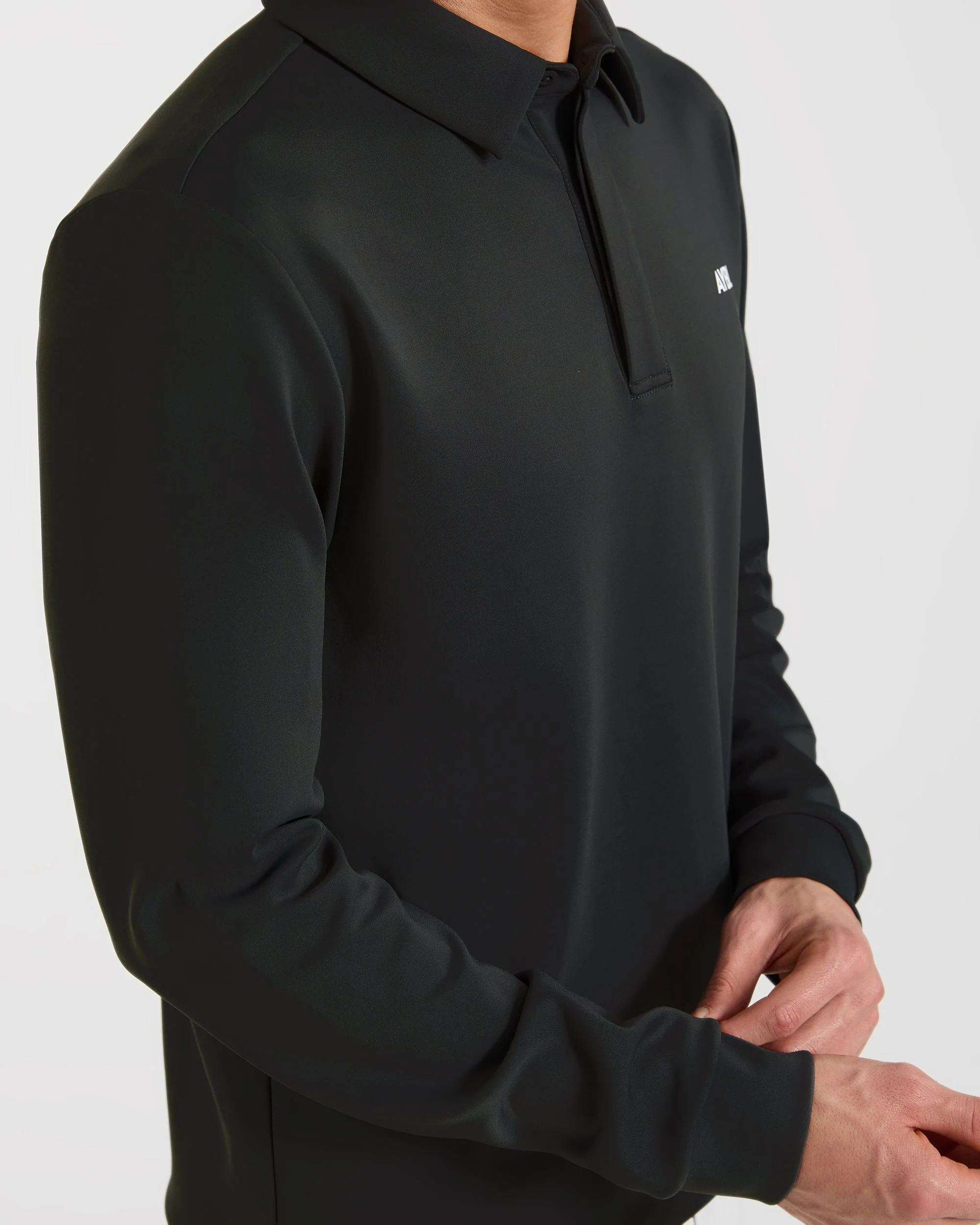 Precision Longsleeve Collared Pullover - Black - Image 6
