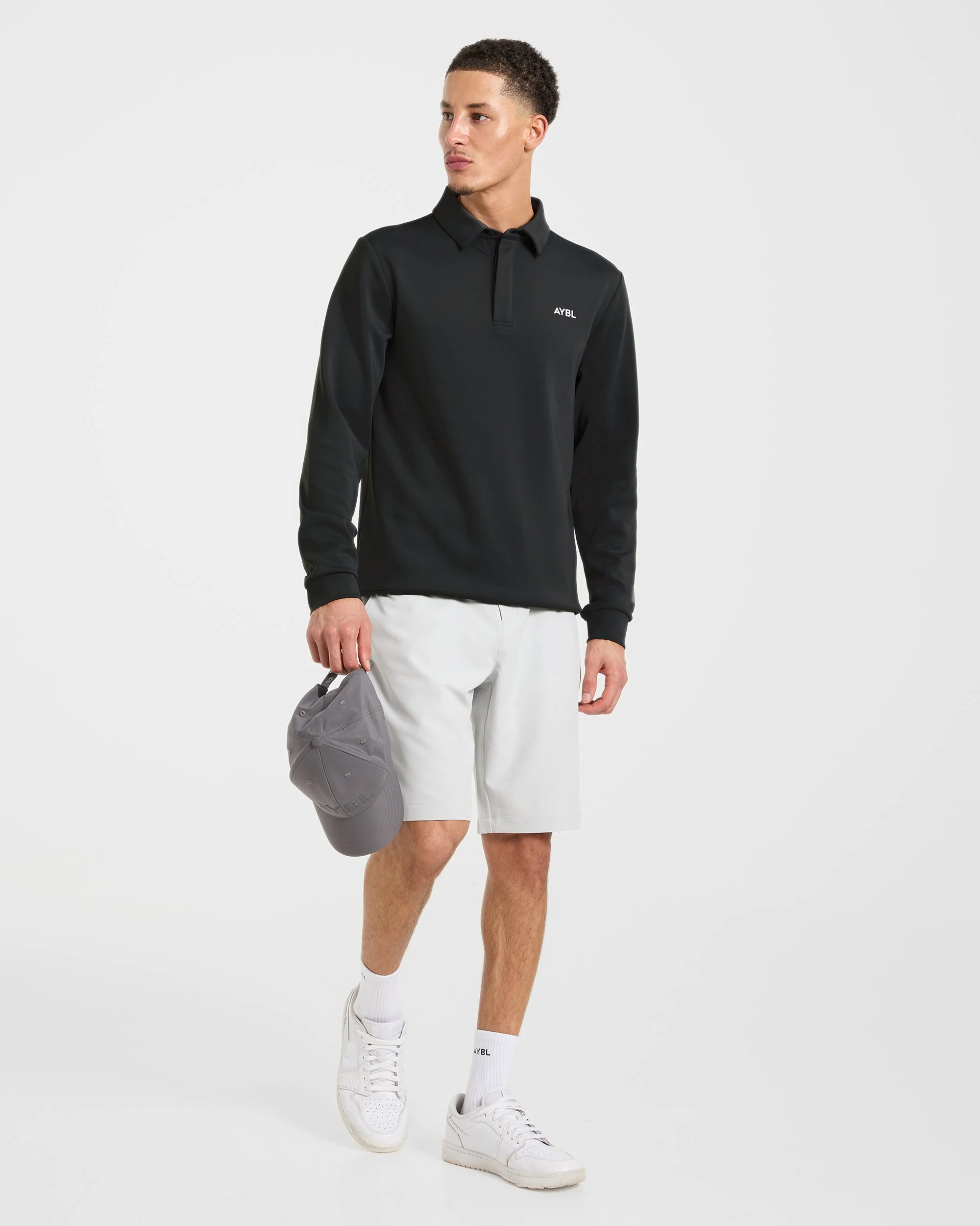 Precision Longsleeve Collared Pullover - Black - Image 7