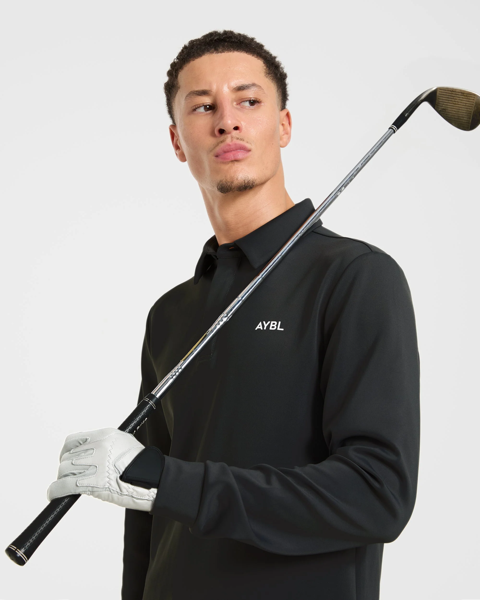 Precision Longsleeve Collared Pullover - Black - Image 8