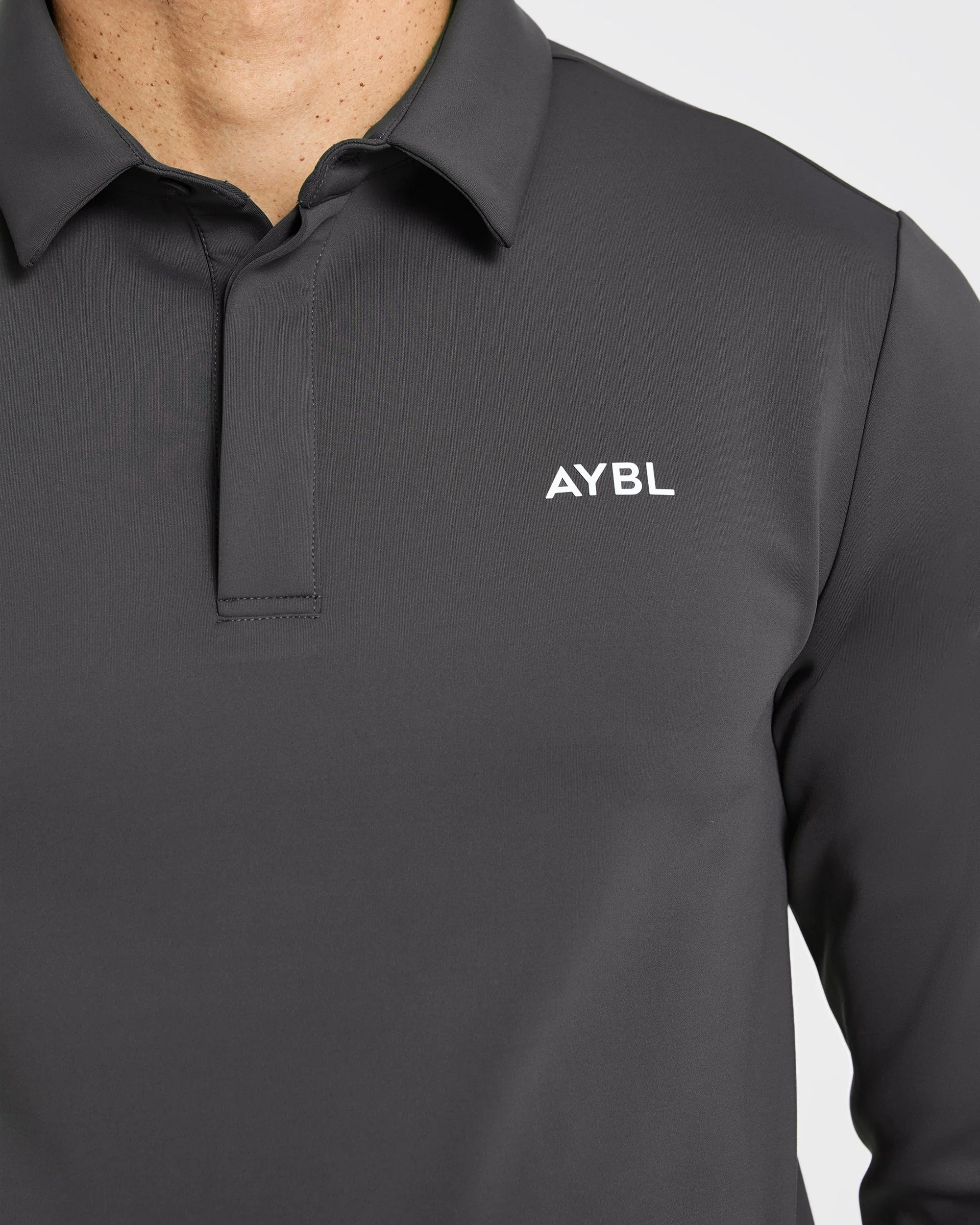 Precision Longsleeve Collared Pullover - Charcoal - Image 5