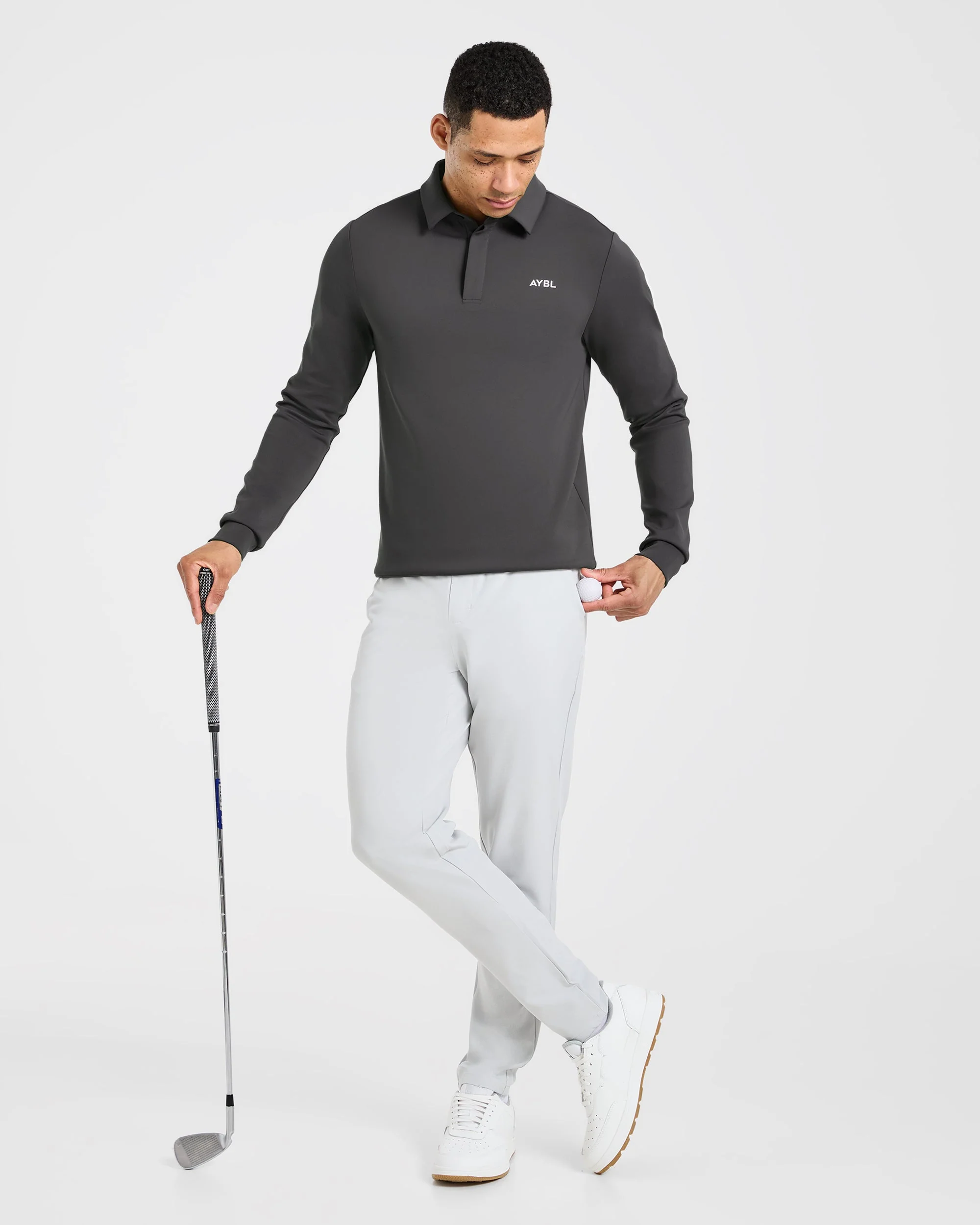 Precision Longsleeve Collared Pullover - Charcoal - Image 7