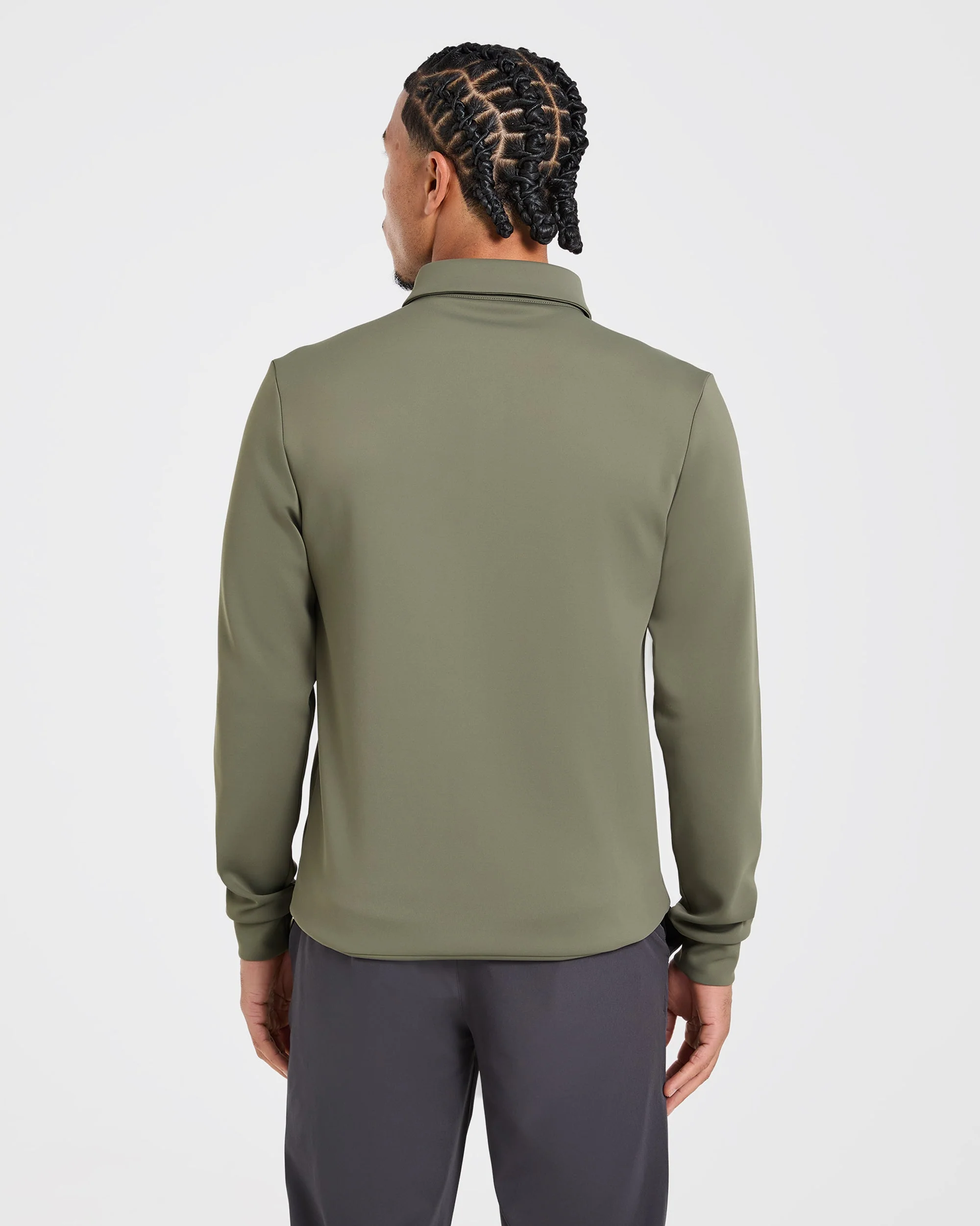 Precision Longsleeve Collared Pullover - Deep Sage - Image 2