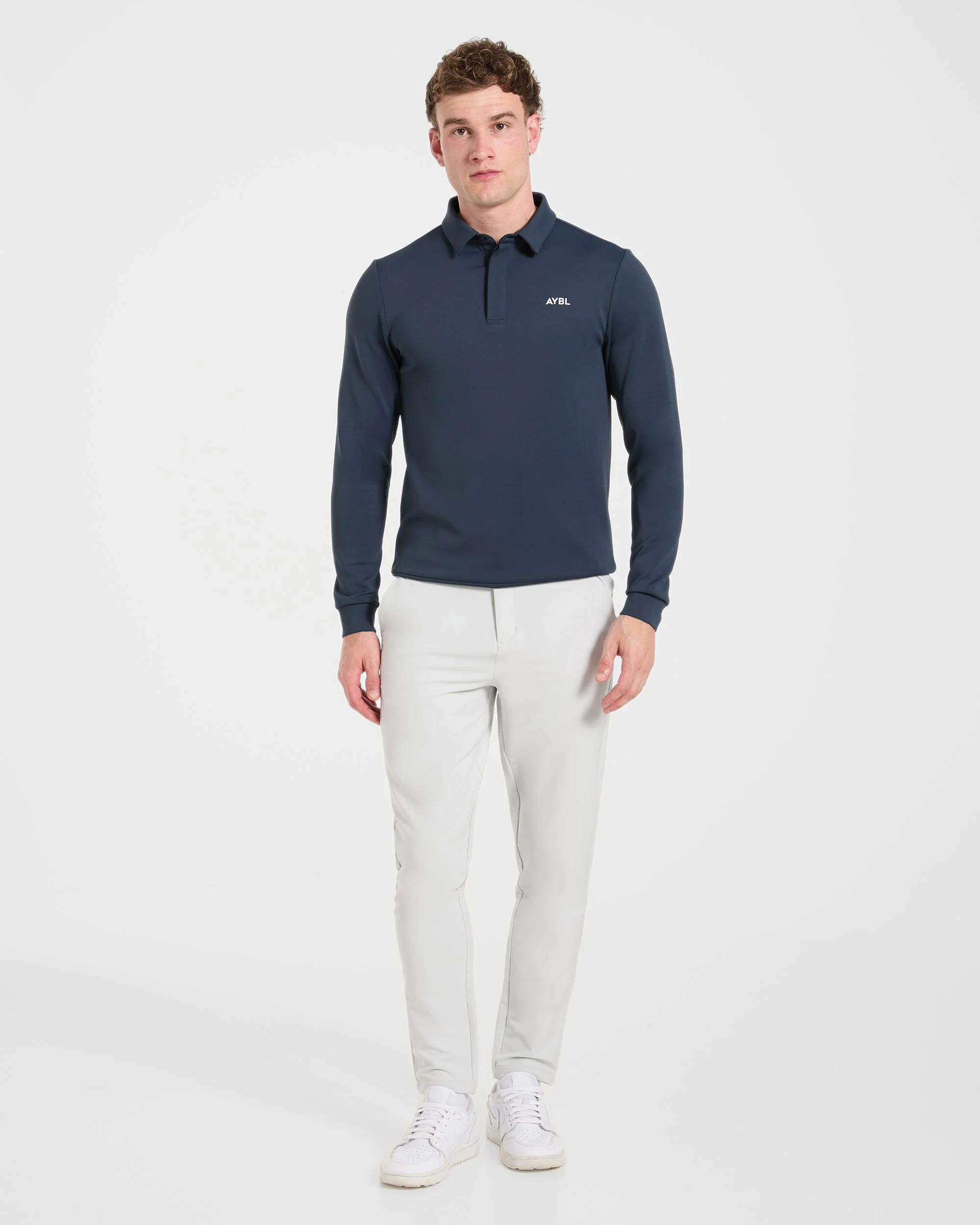 Precision Longsleeve Collared Pullover - Navy Blue - Image 3