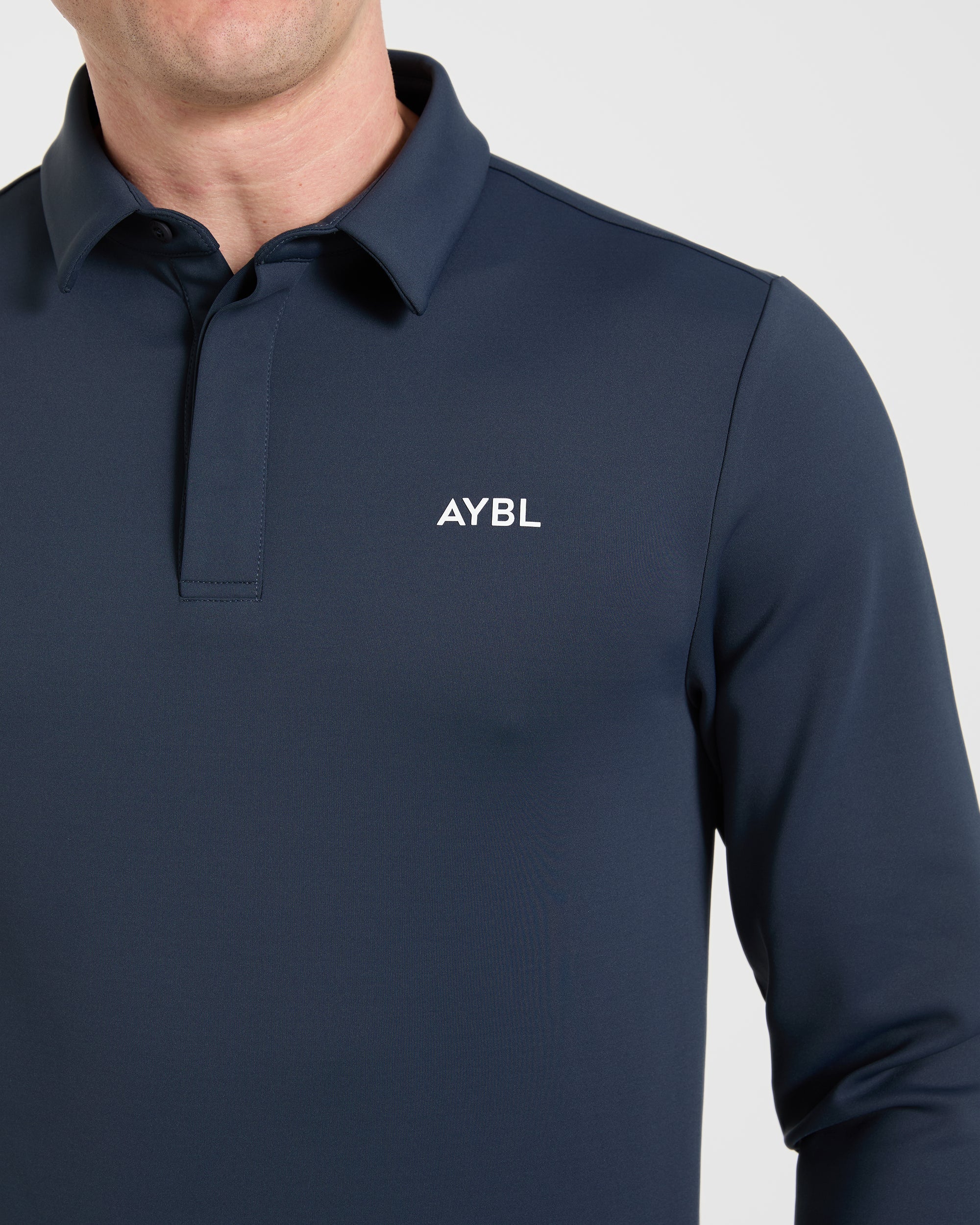 Precision Longsleeve Collared Pullover - Navy Blue - Image 5