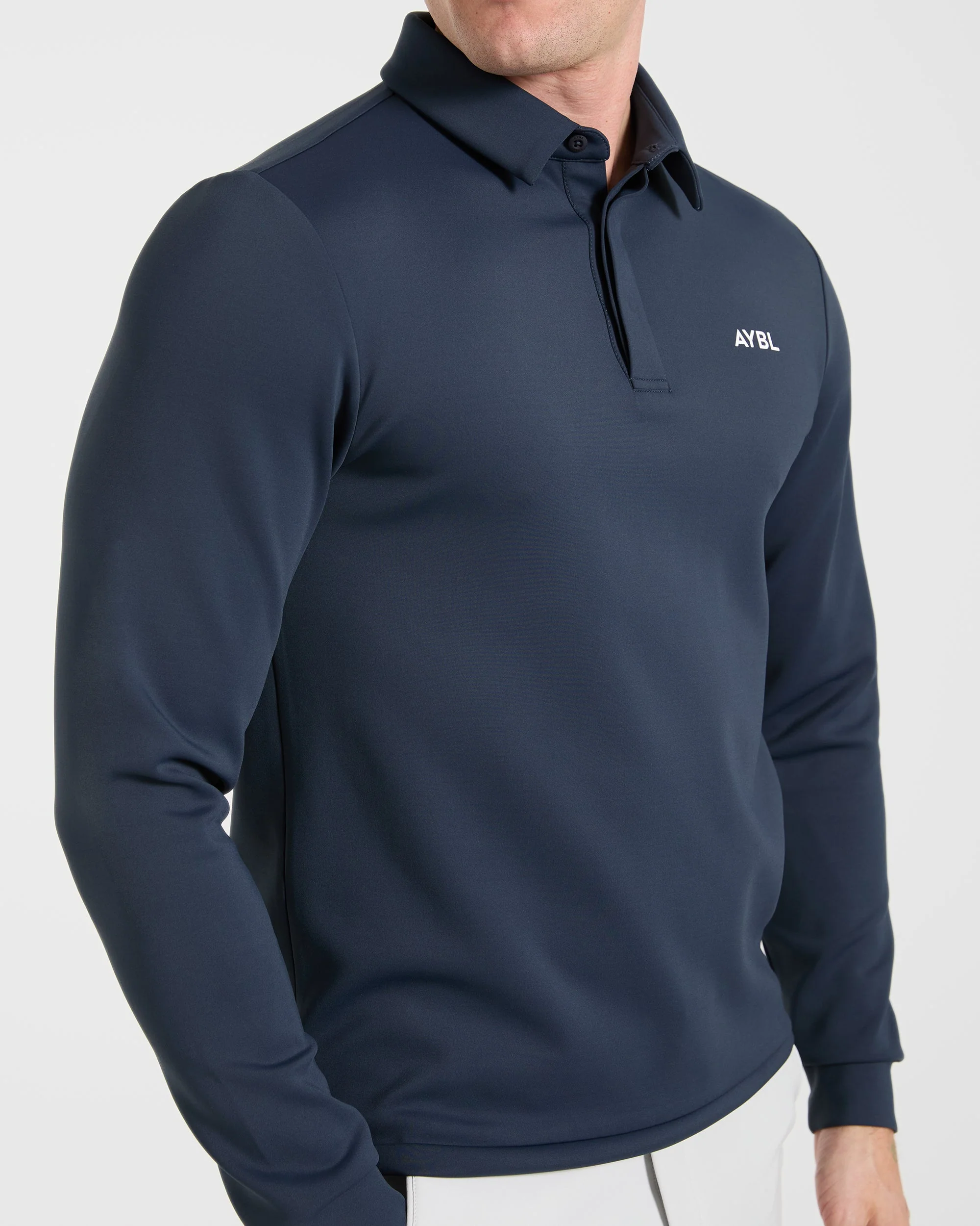 Precision Longsleeve Collared Pullover - Navy Blue - Image 6