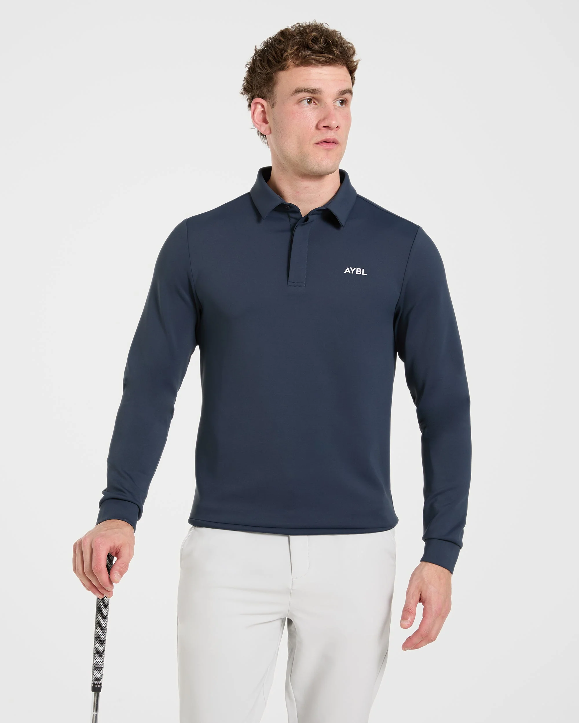 Precision Longsleeve Collared Pullover - Navy Blue - Image 7
