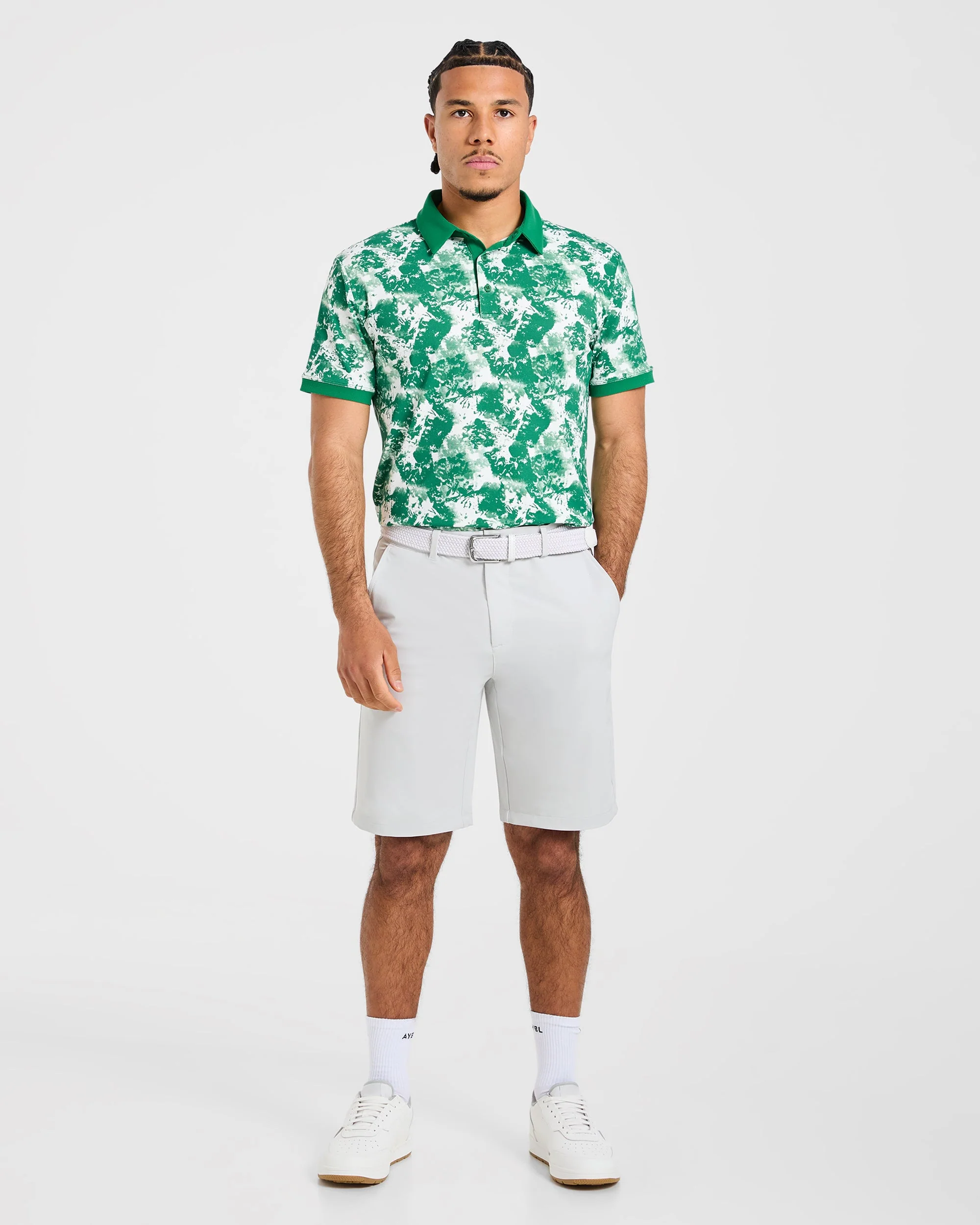 Precision Splatter Polo - Rye Green/Cream - Image 3