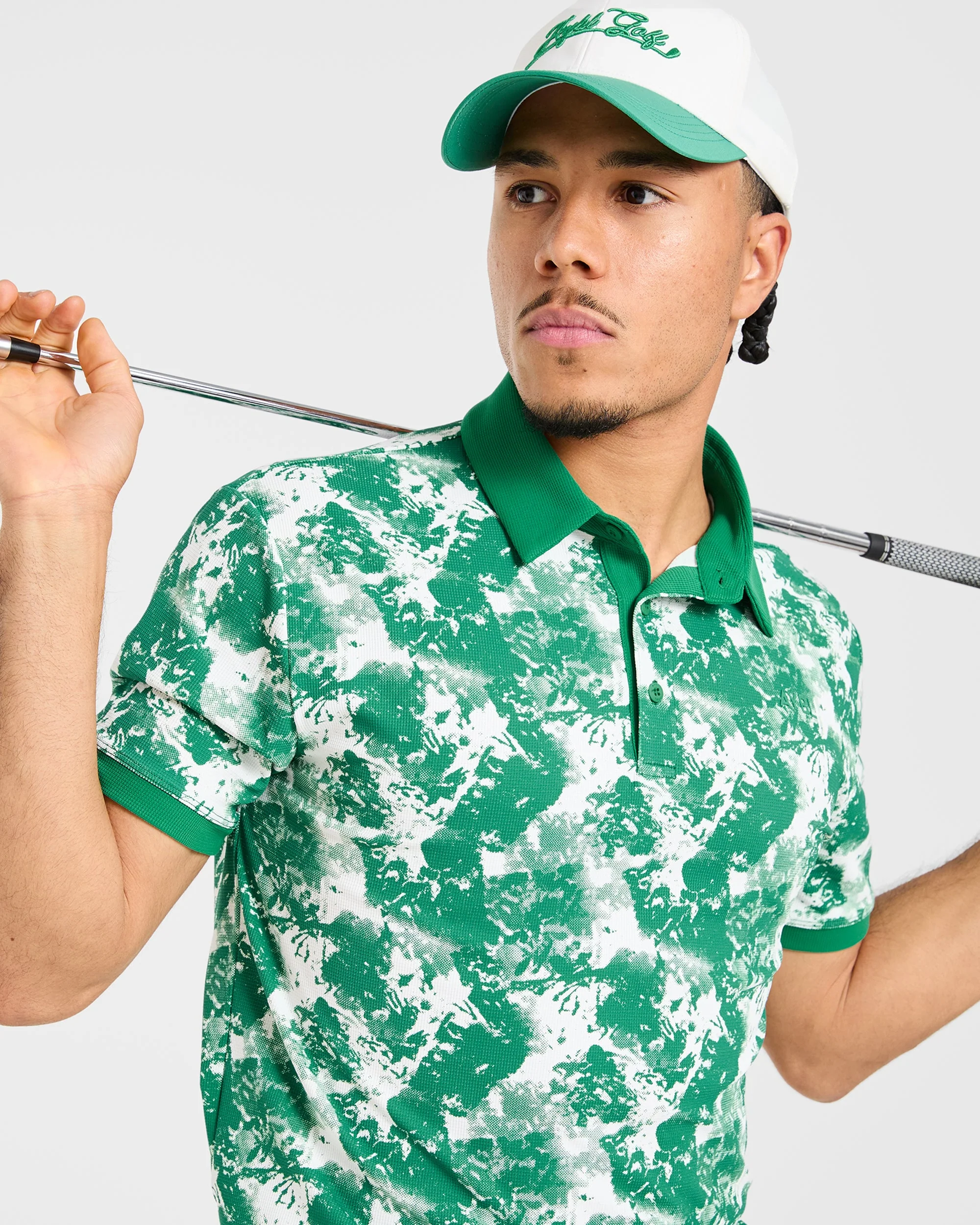 Precision Splatter Polo - Rye Green/Cream - Image 7