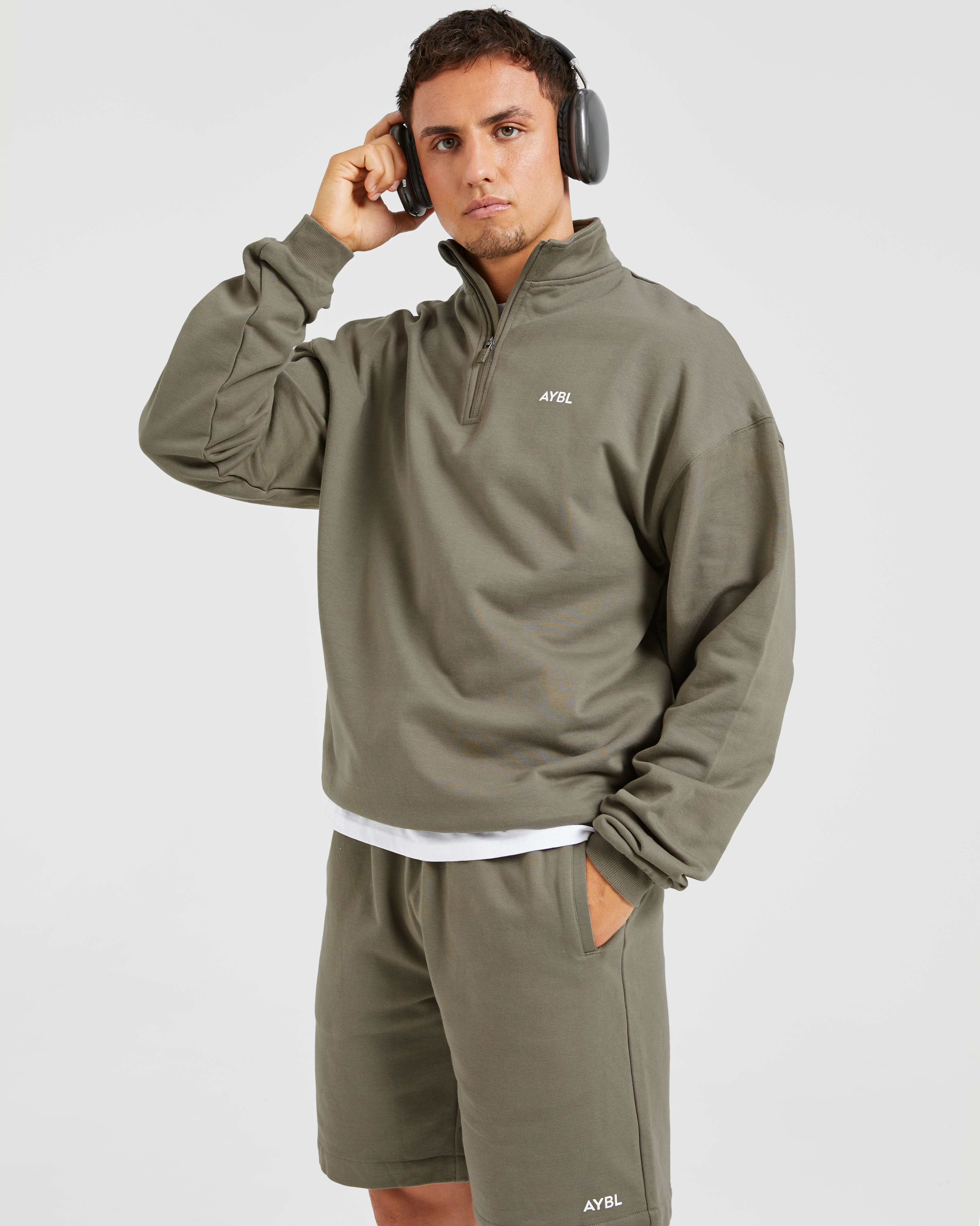 Rebound 1/4 Zip Pullover - Dusky Olive - Image 8