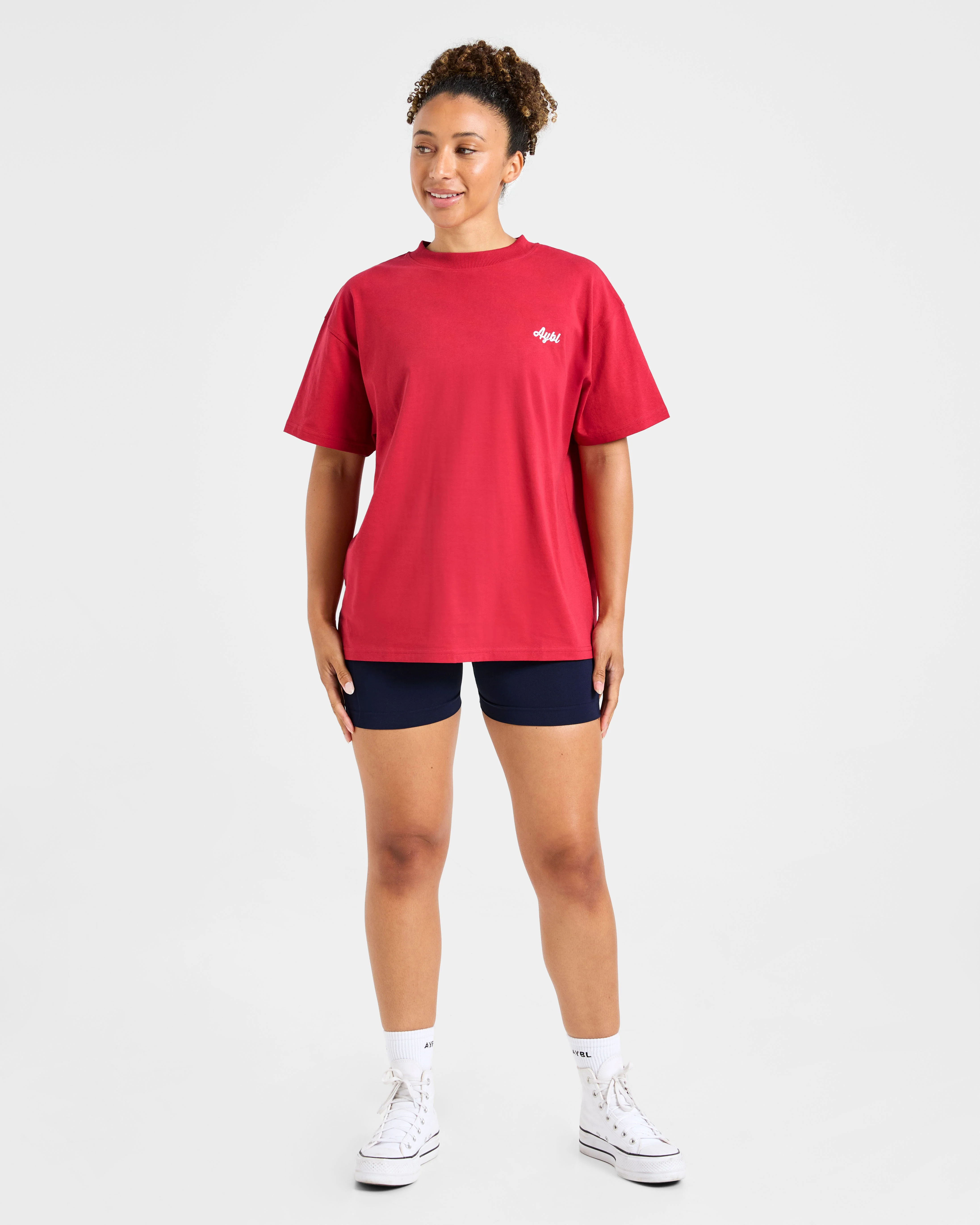 Retro Athletics Club Oversized T Shirt - Red/Blue - Image 3