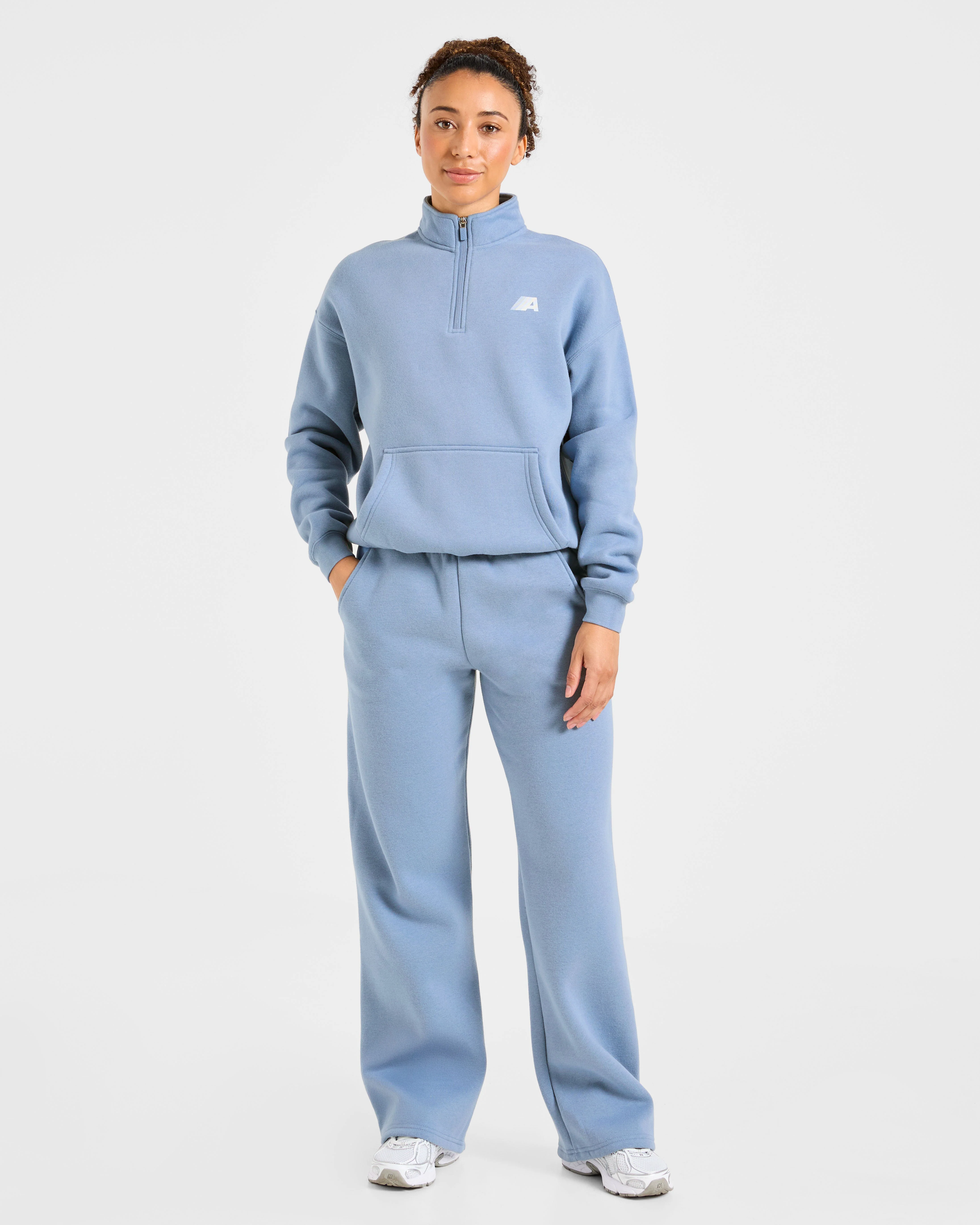 Retro Athletics Oversized 1/4 Zip Pullover - Vintage Blue - Image 3
