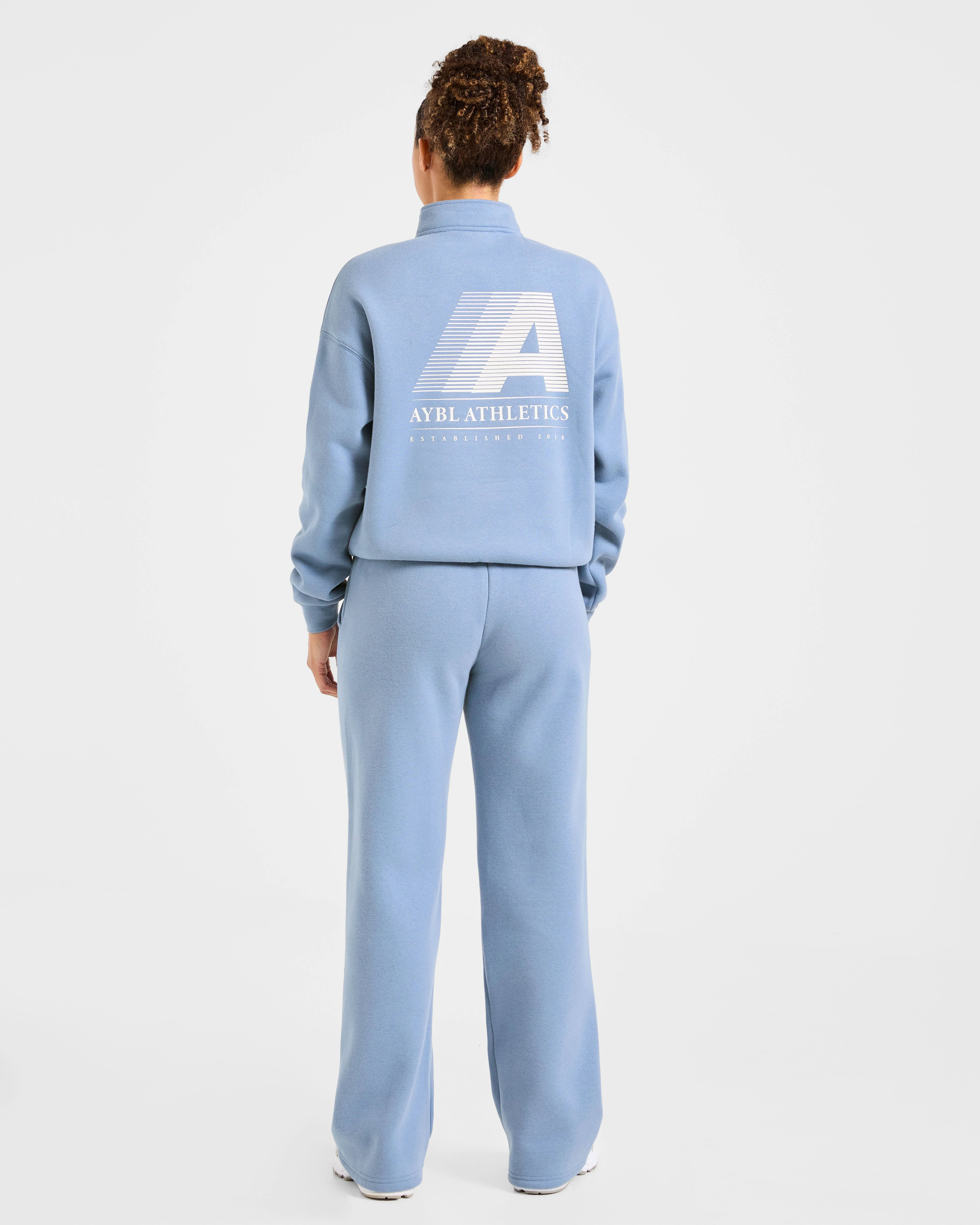 Retro Athletics Oversized 1/4 Zip Pullover - Vintage Blue - Image 4