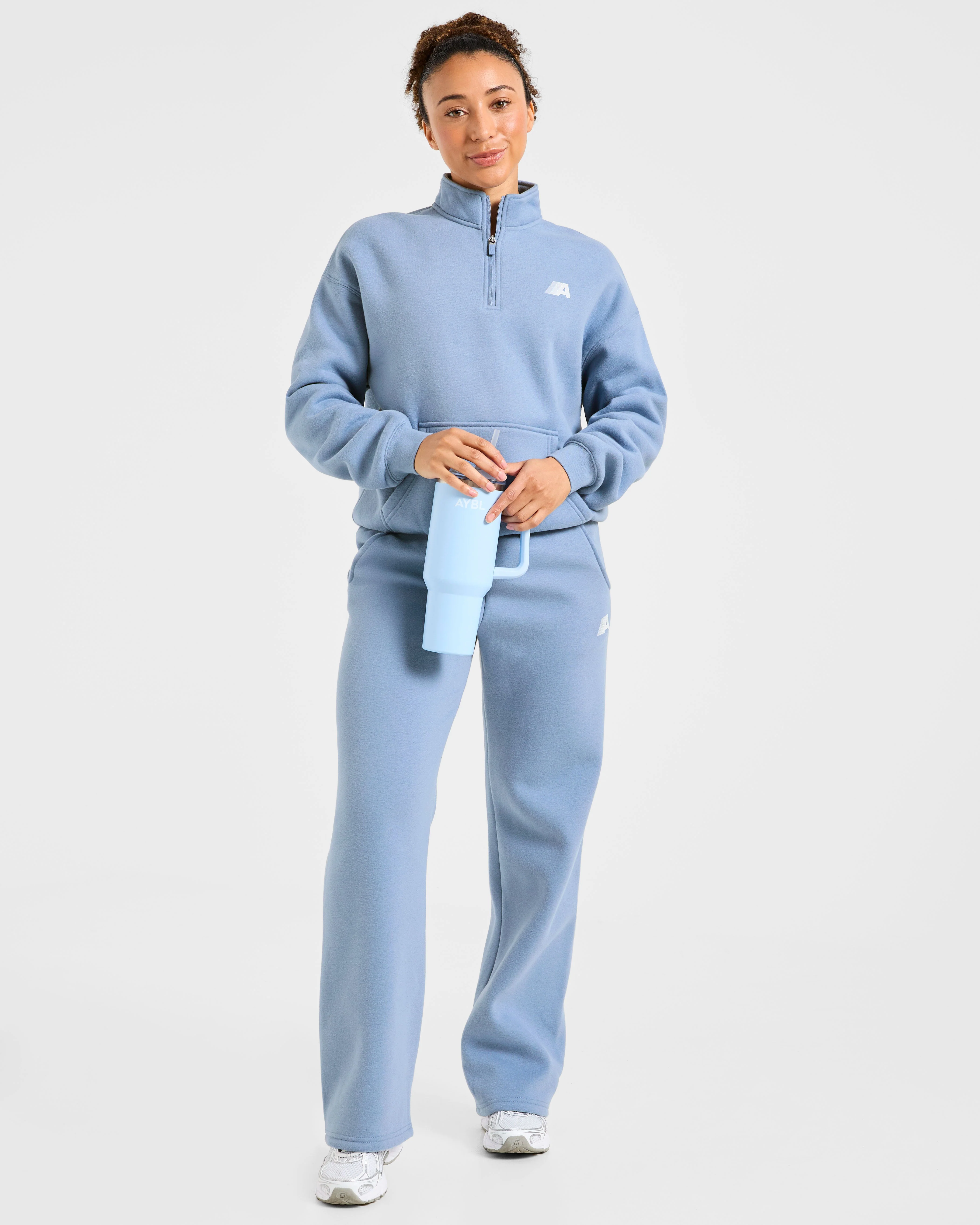 Retro Athletics Oversized 1/4 Zip Pullover - Vintage Blue - Image 7