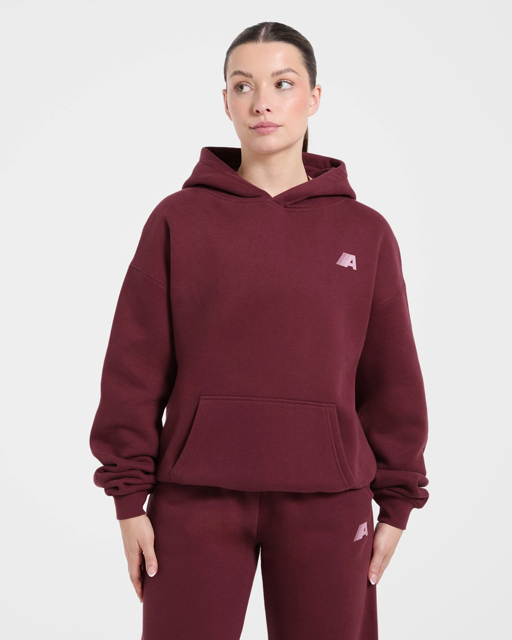 Retro Athletics Oversized Hoodie - Deep Raspberry/Pink - Image 2