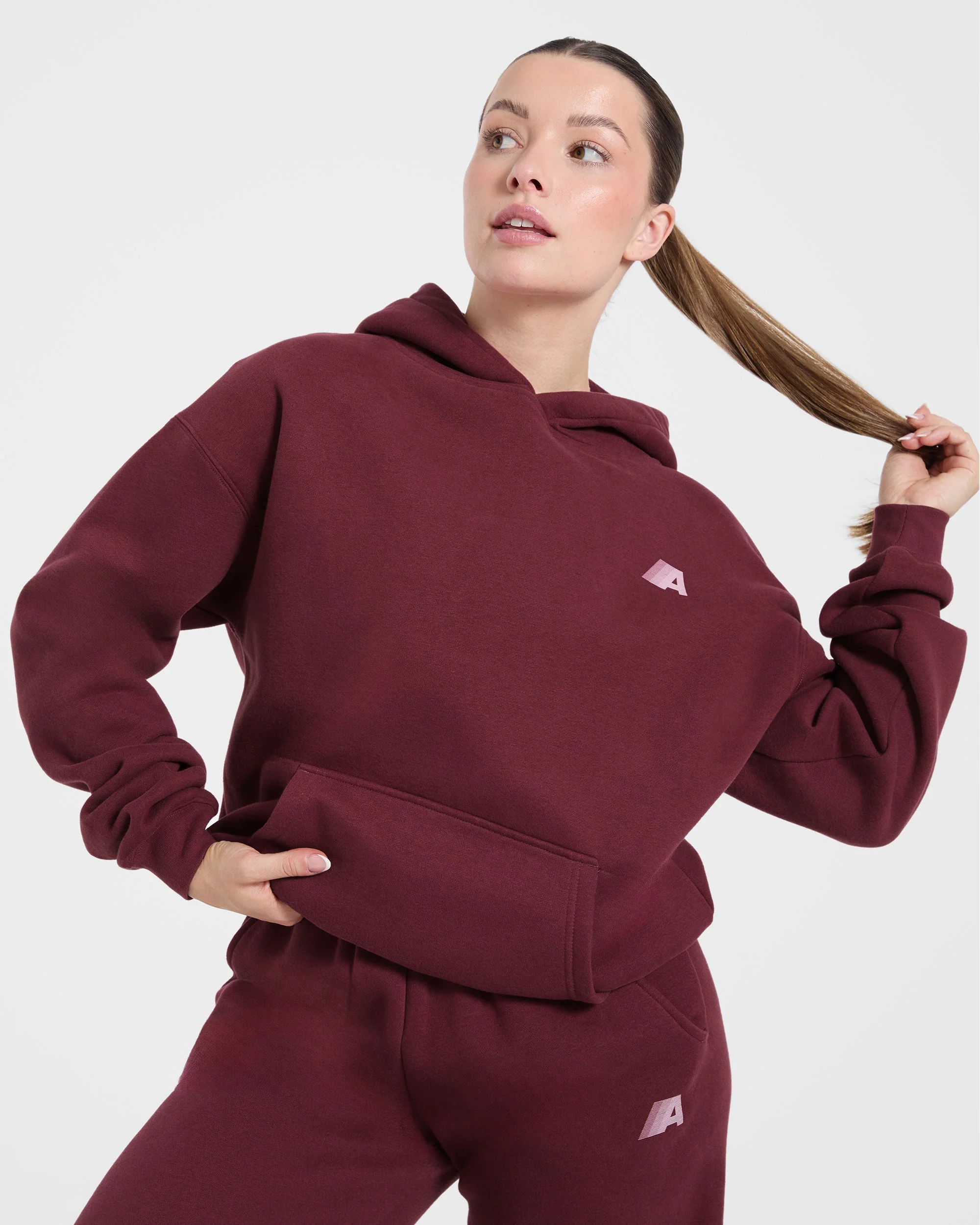 Retro Athletics Oversized Hoodie - Deep Raspberry/Pink - Image 8