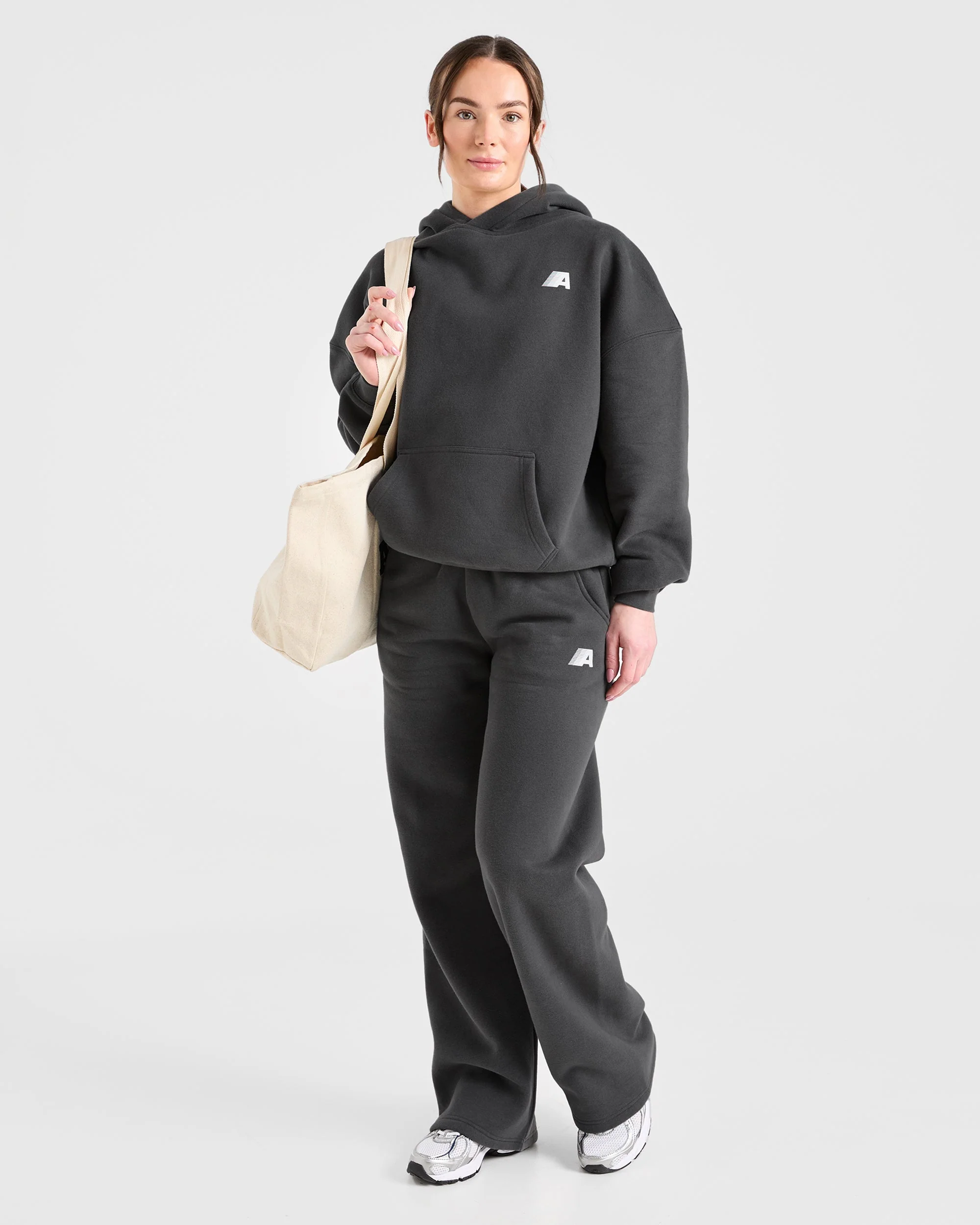 Retro Athletics Oversized Straight Leg Joggers - Charcoal - Image 9