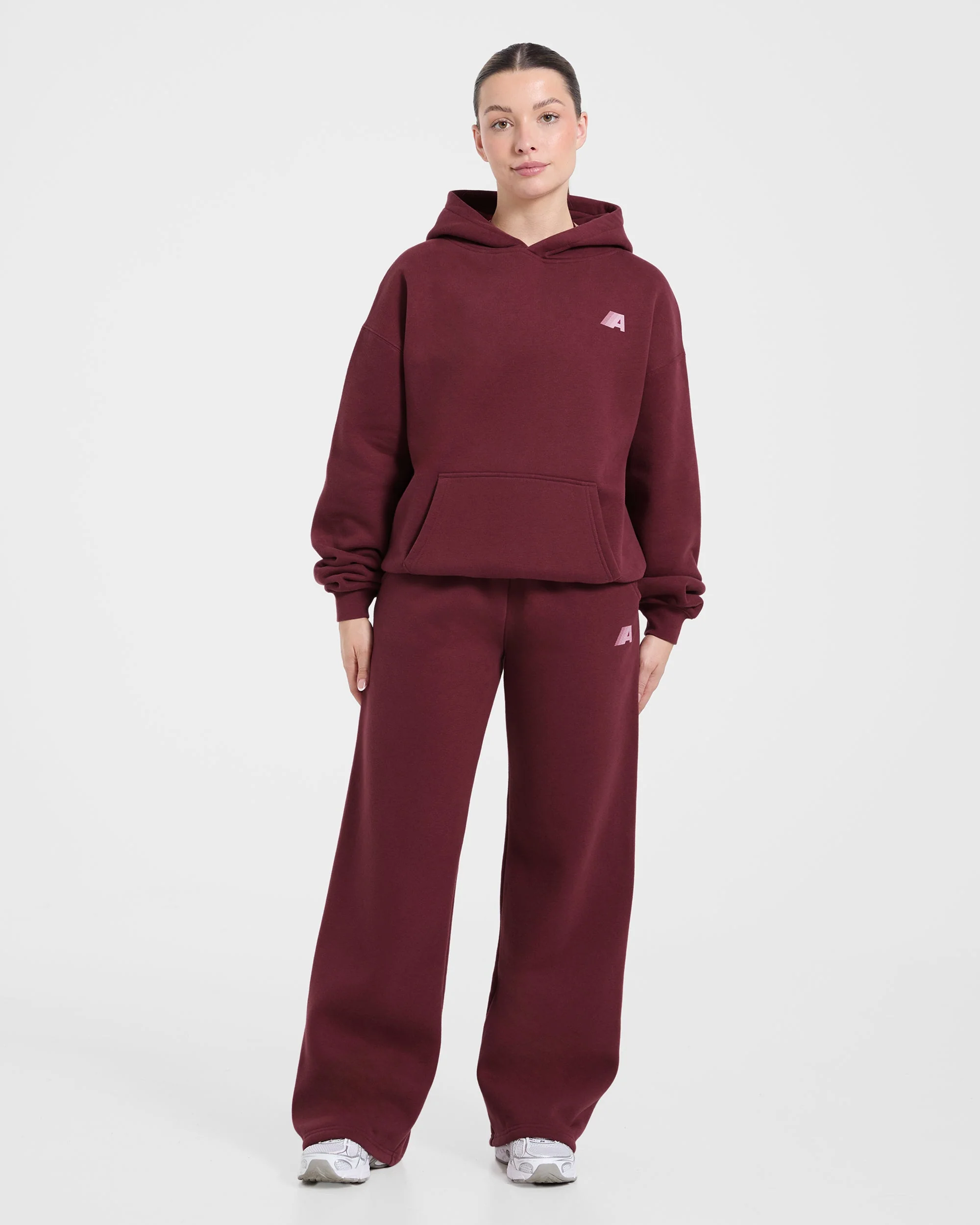 Retro Athletics Oversized Straight Leg Joggers - Deep Raspberry/Pink - Image 3