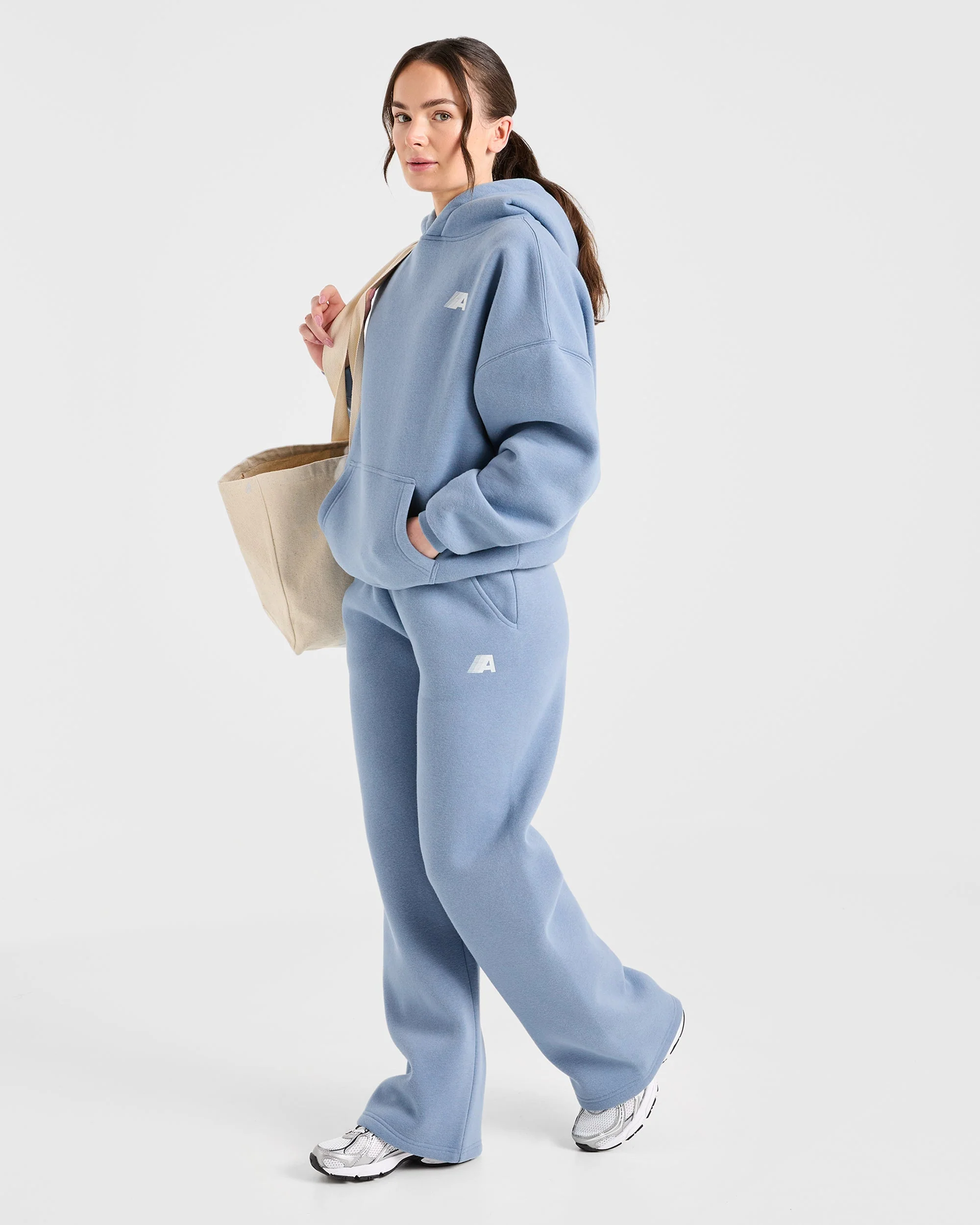 Retro Athletics Oversized Straight Leg Joggers - Vintage Blue - Image 9