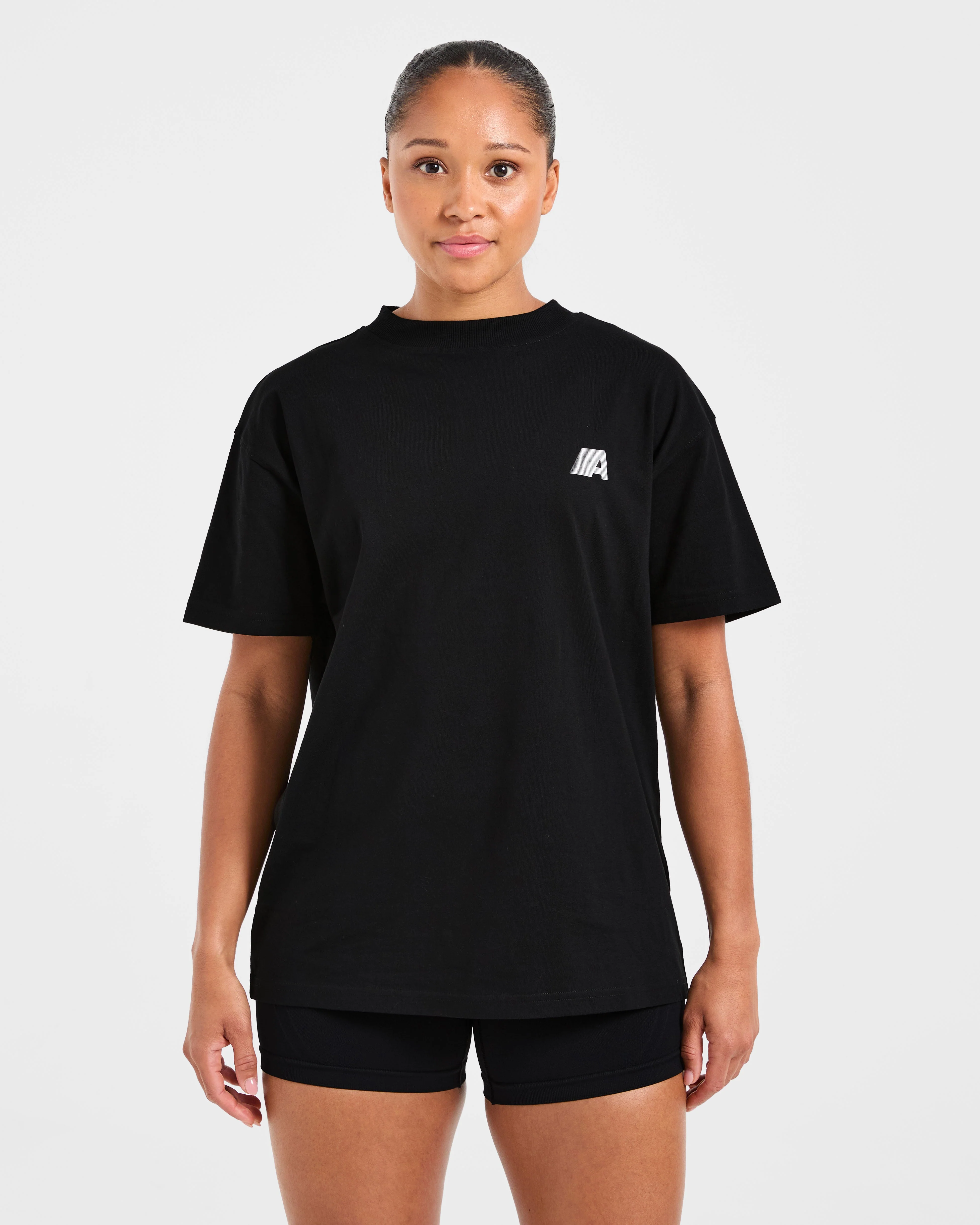 Retro Athletics Oversized T Shirt - Black - Image 2
