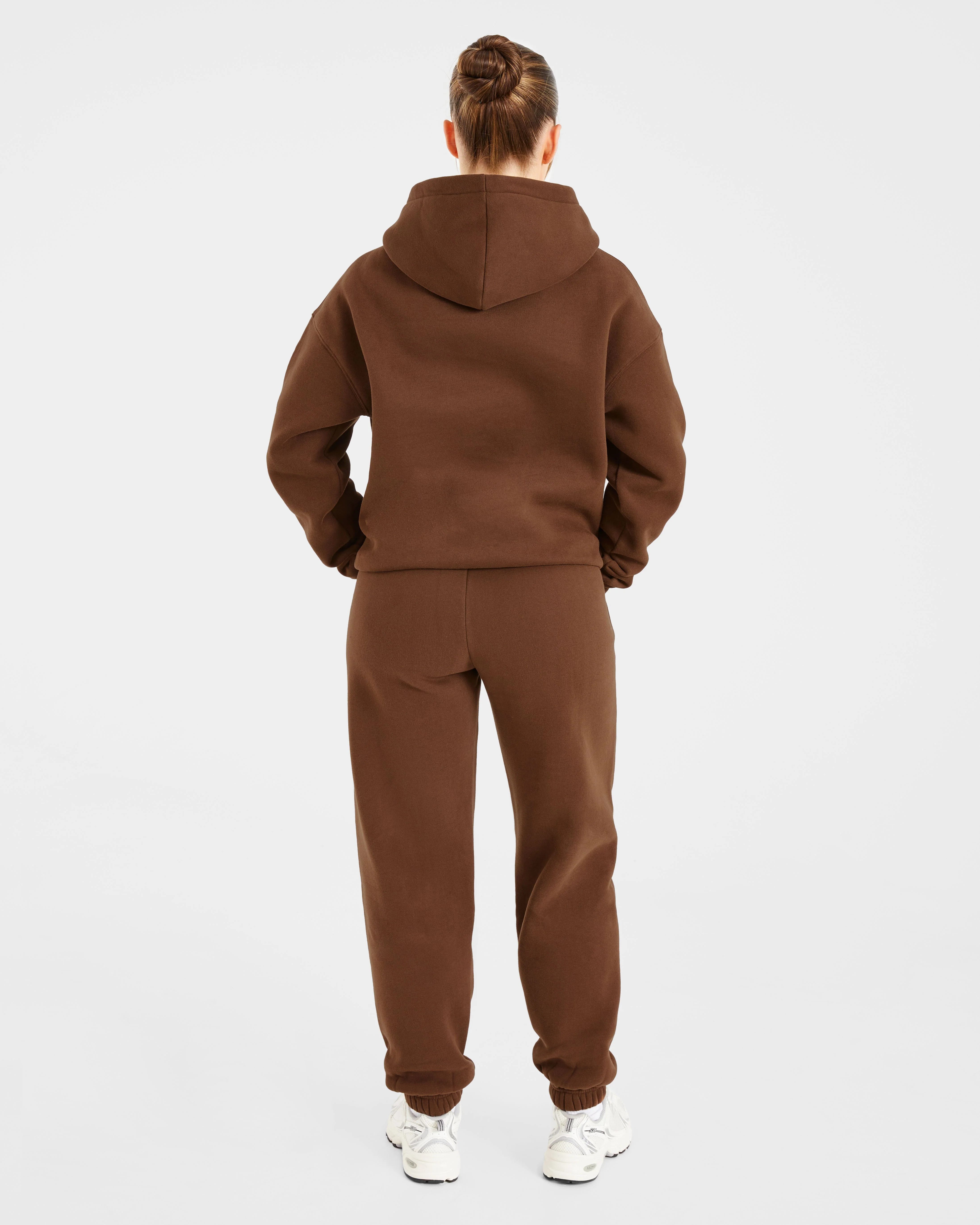 Retro Embroidered Oversized Hoodie - Brown - Image 4