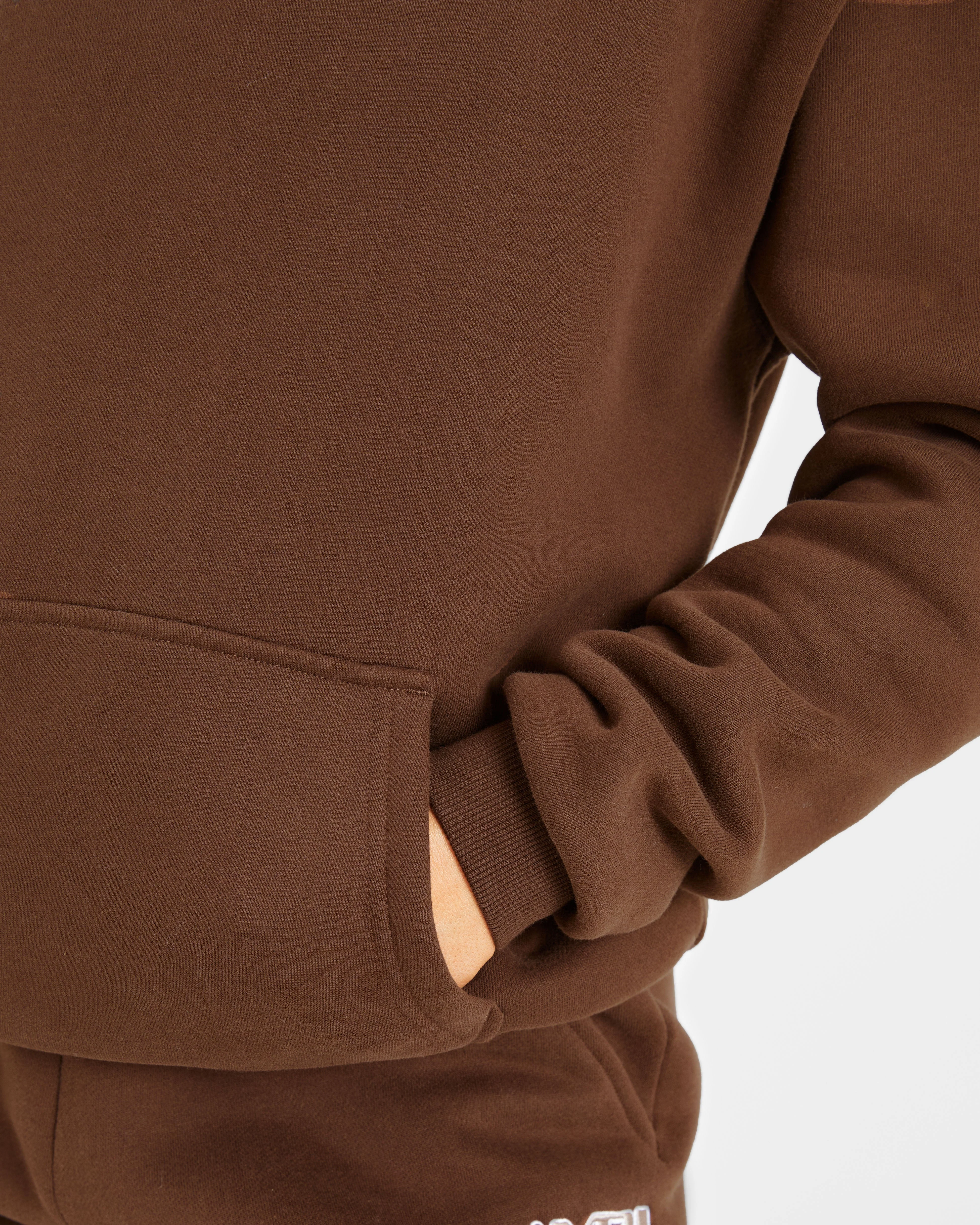 Retro Embroidered Oversized Hoodie - Brown - Image 6