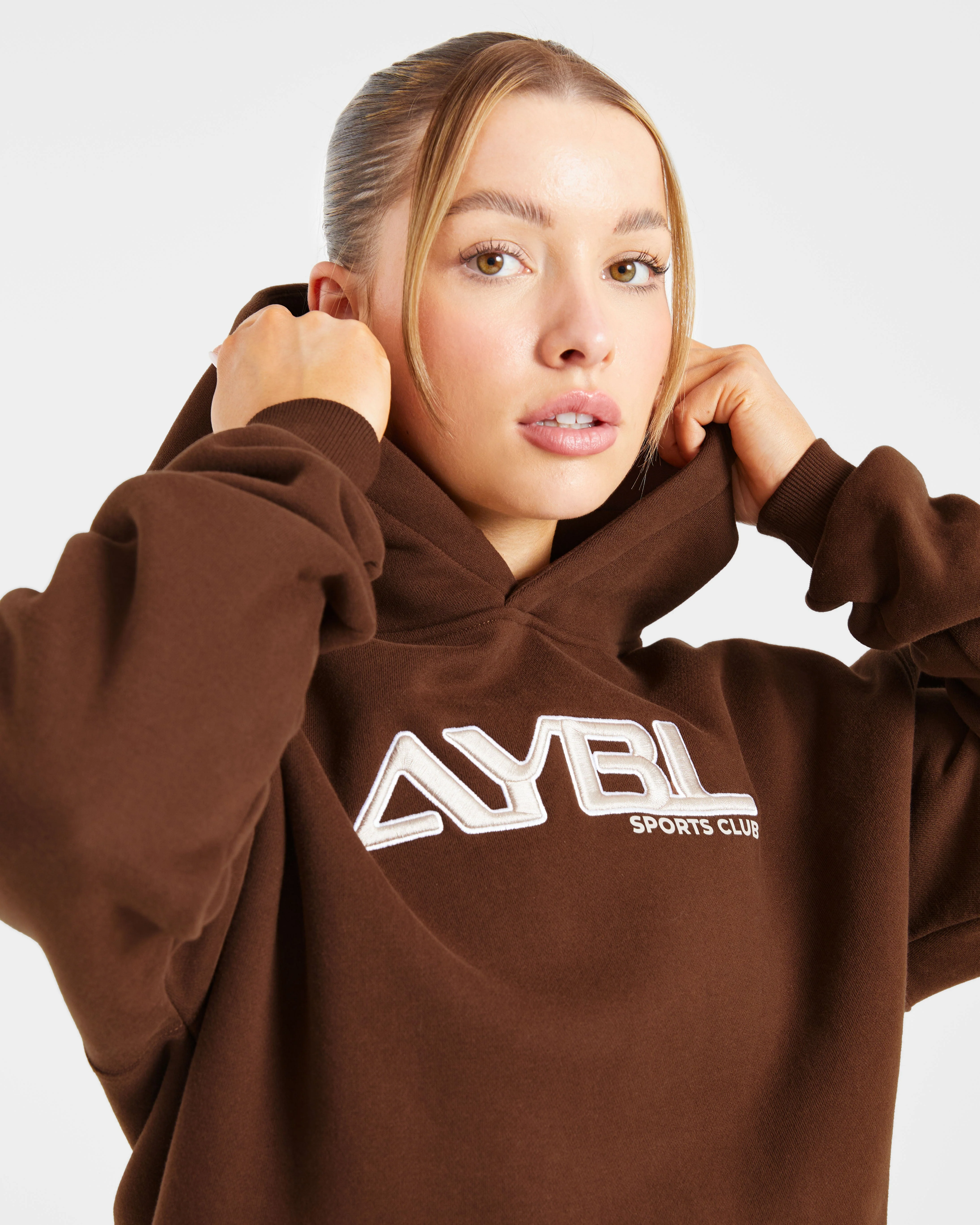 Retro Embroidered Oversized Hoodie - Brown - Image 8