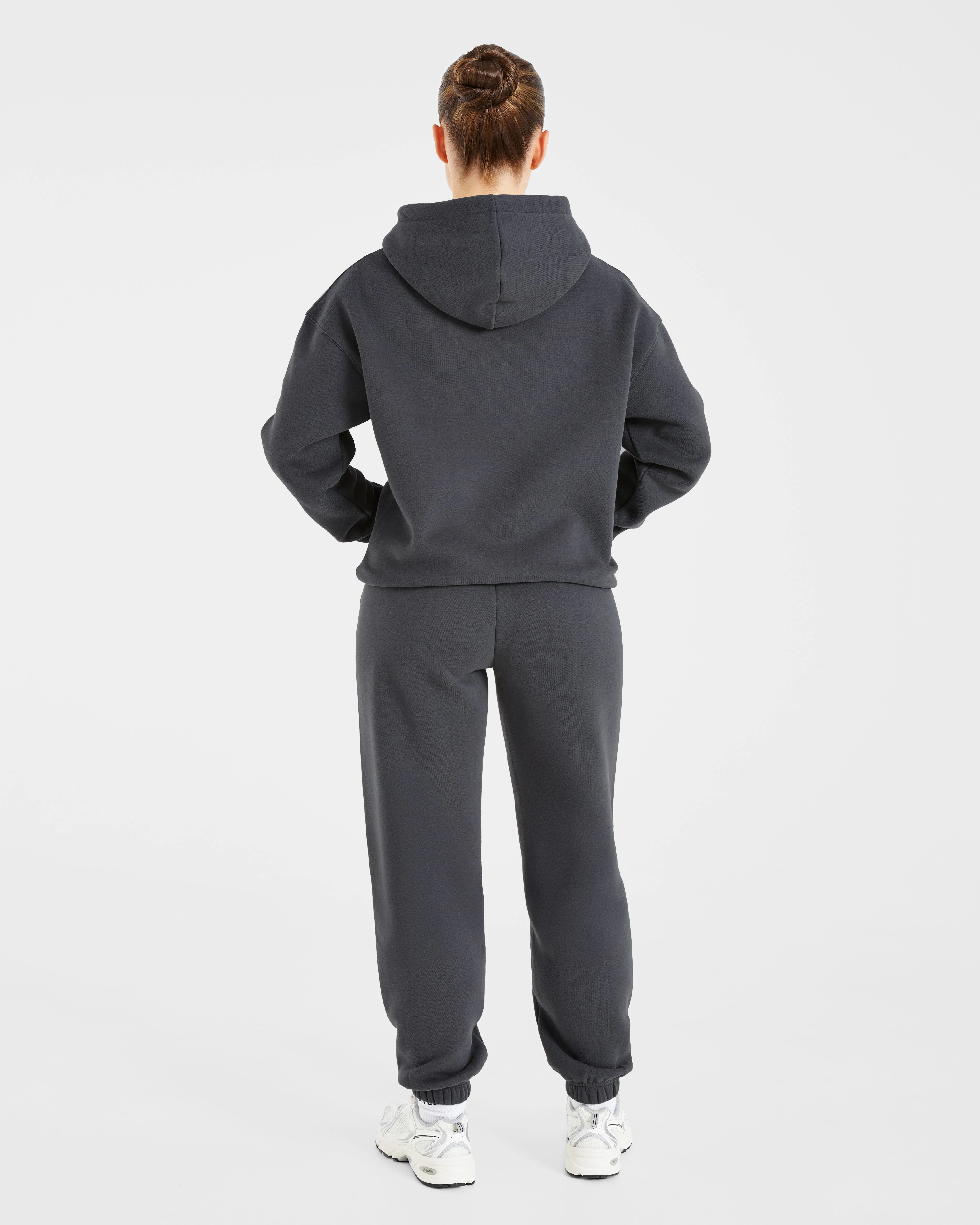 Retro Embroidered Oversized Hoodie - Charcoal - Image 4