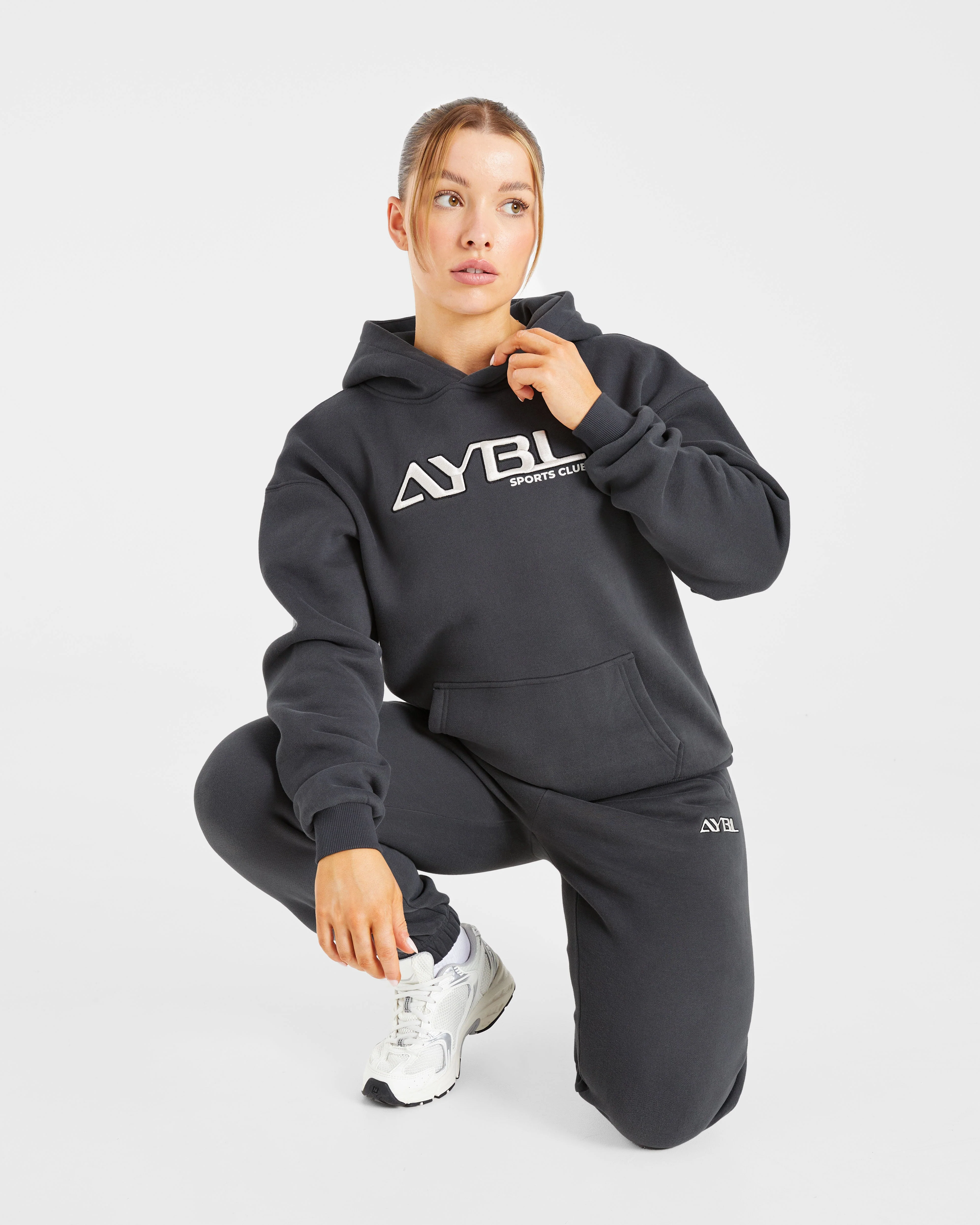 Retro Embroidered Oversized Hoodie - Charcoal - Image 8