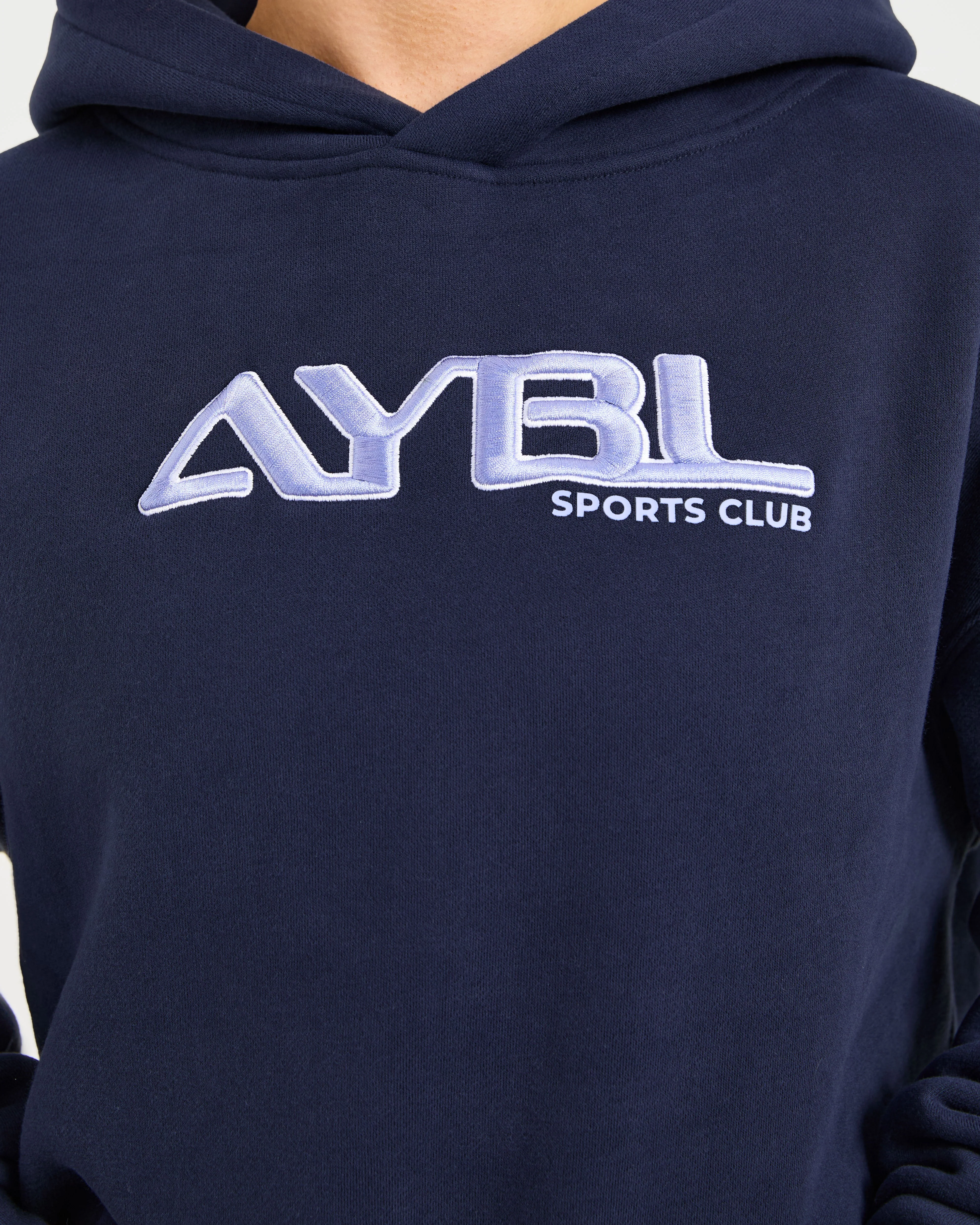 Retro Embroidered Oversized Hoodie - Navy - Image 5