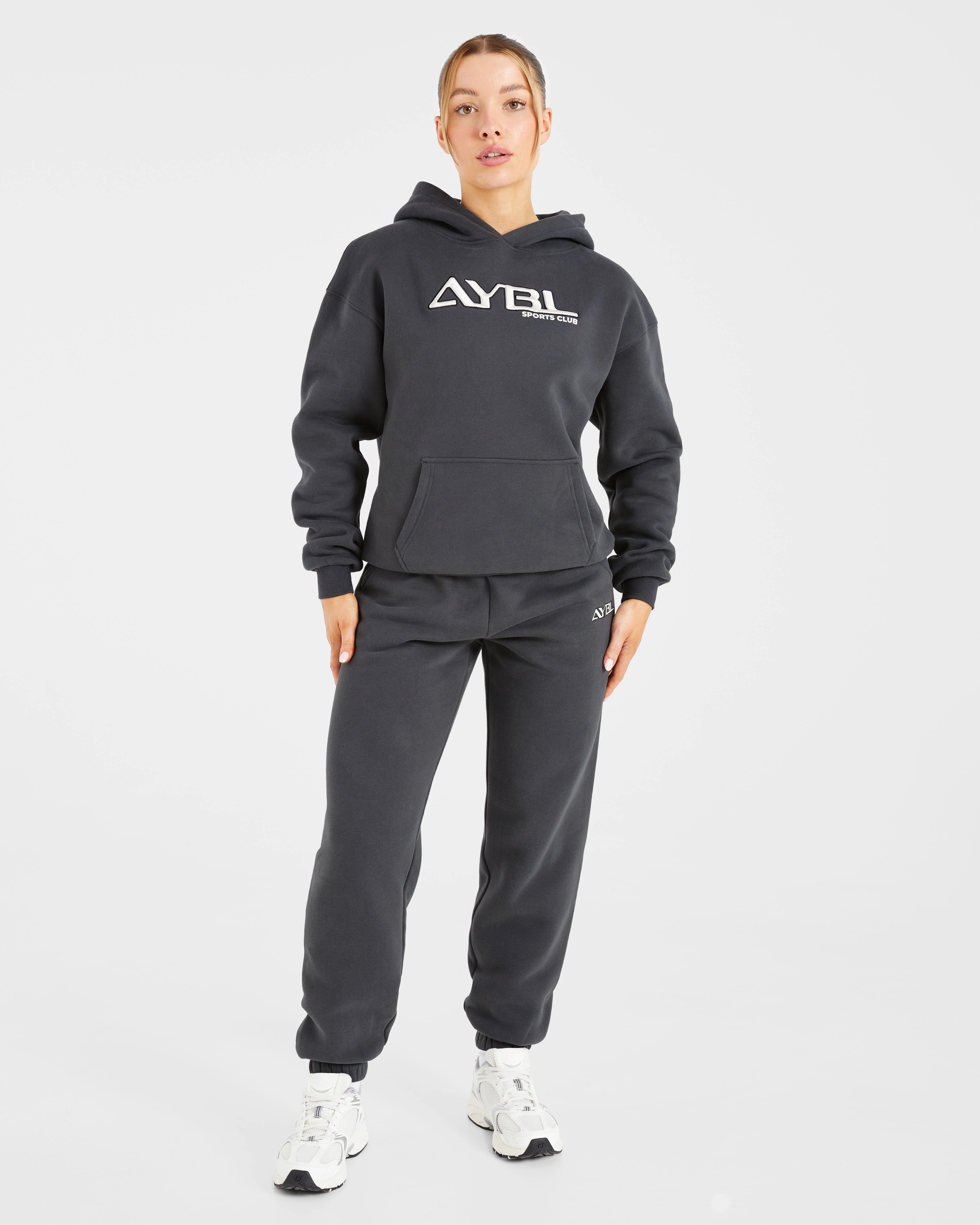 Retro Embroidered Oversized Joggers - Charcoal - Image 3