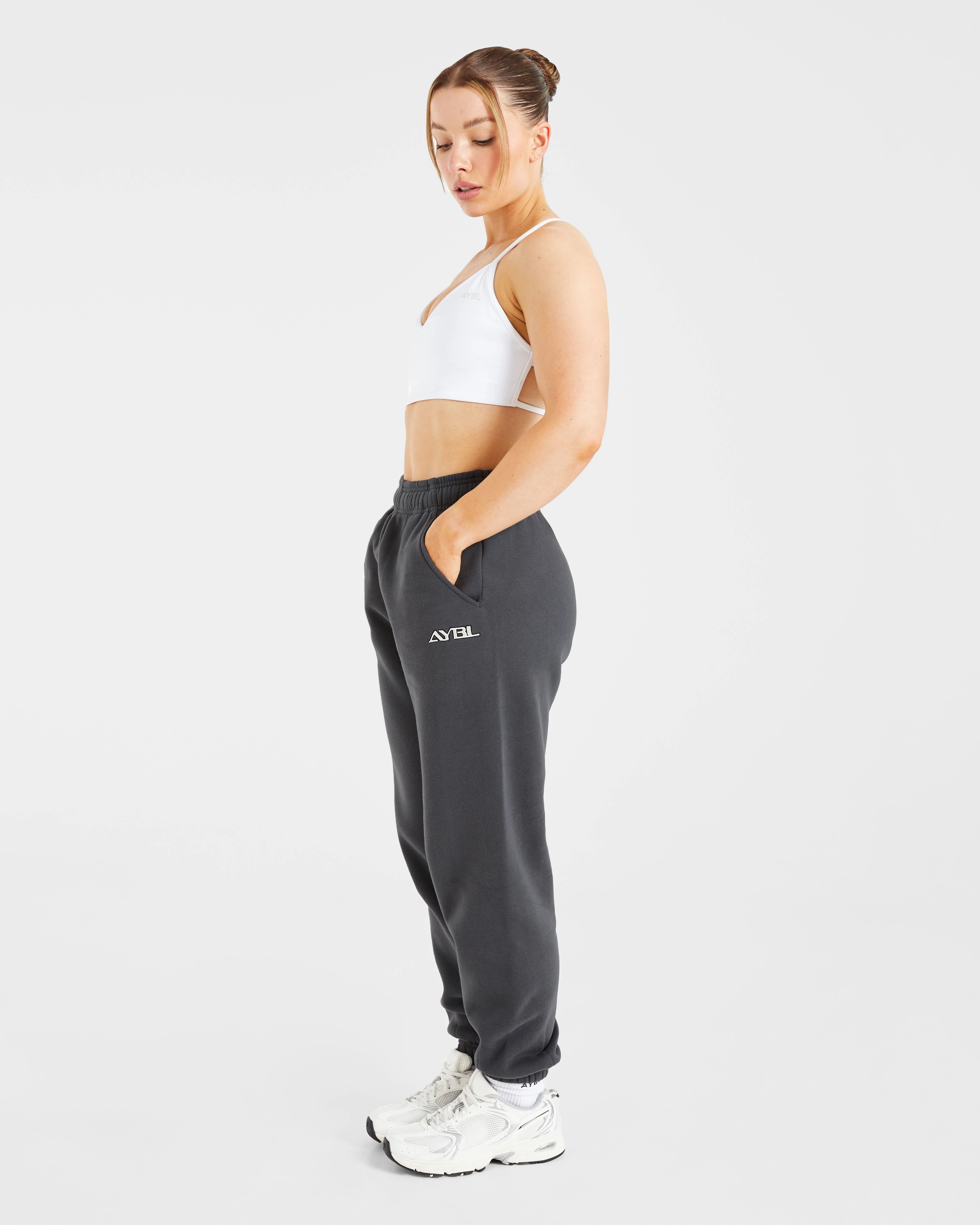 Retro Embroidered Oversized Joggers - Charcoal - Image 7