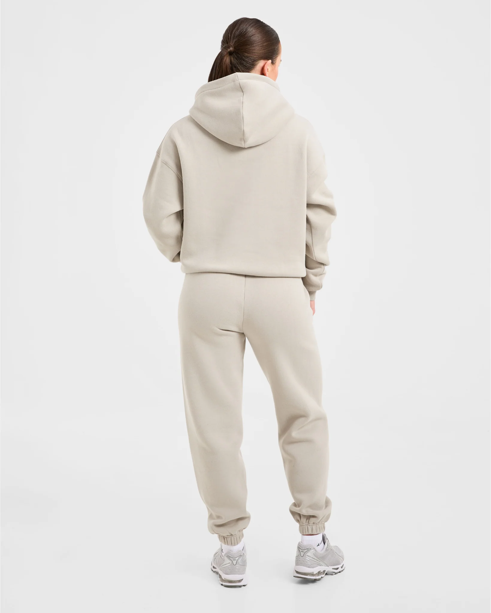 Retro Embroidered Oversized Joggers - Taupe Grey - Image 4