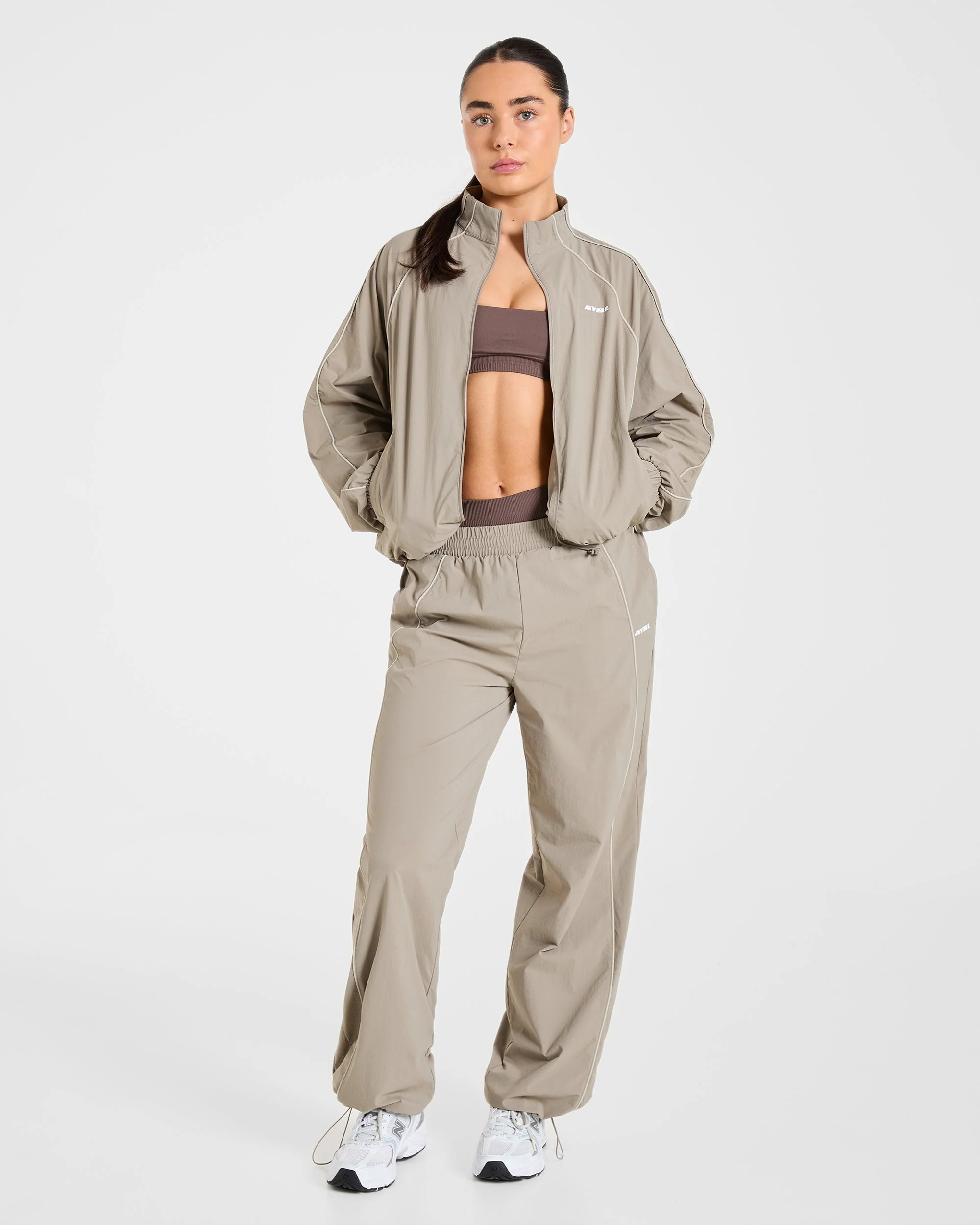 Retro Track Jacket - Taupe - Image 7