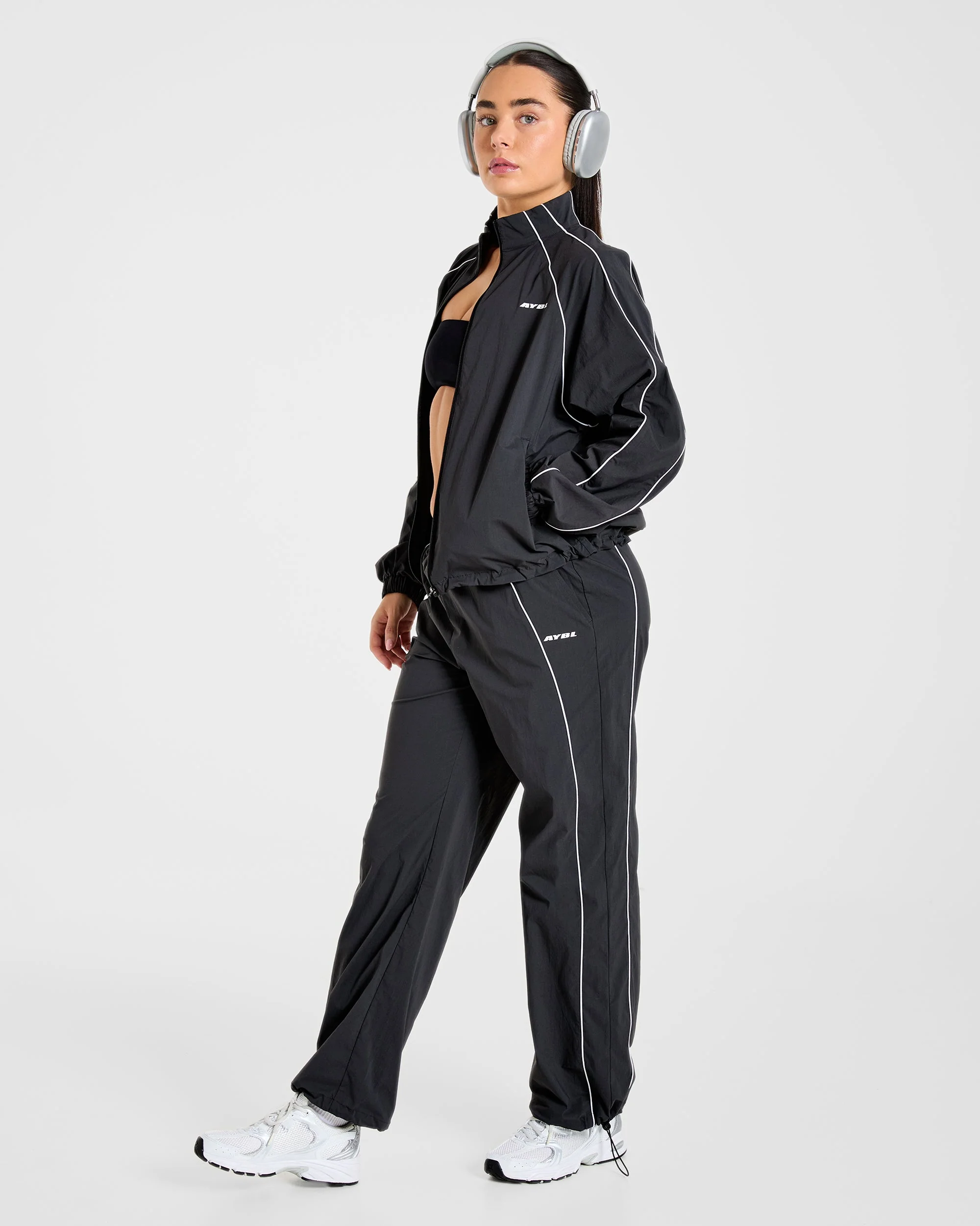 Retro Track Joggers - Black - Image 7
