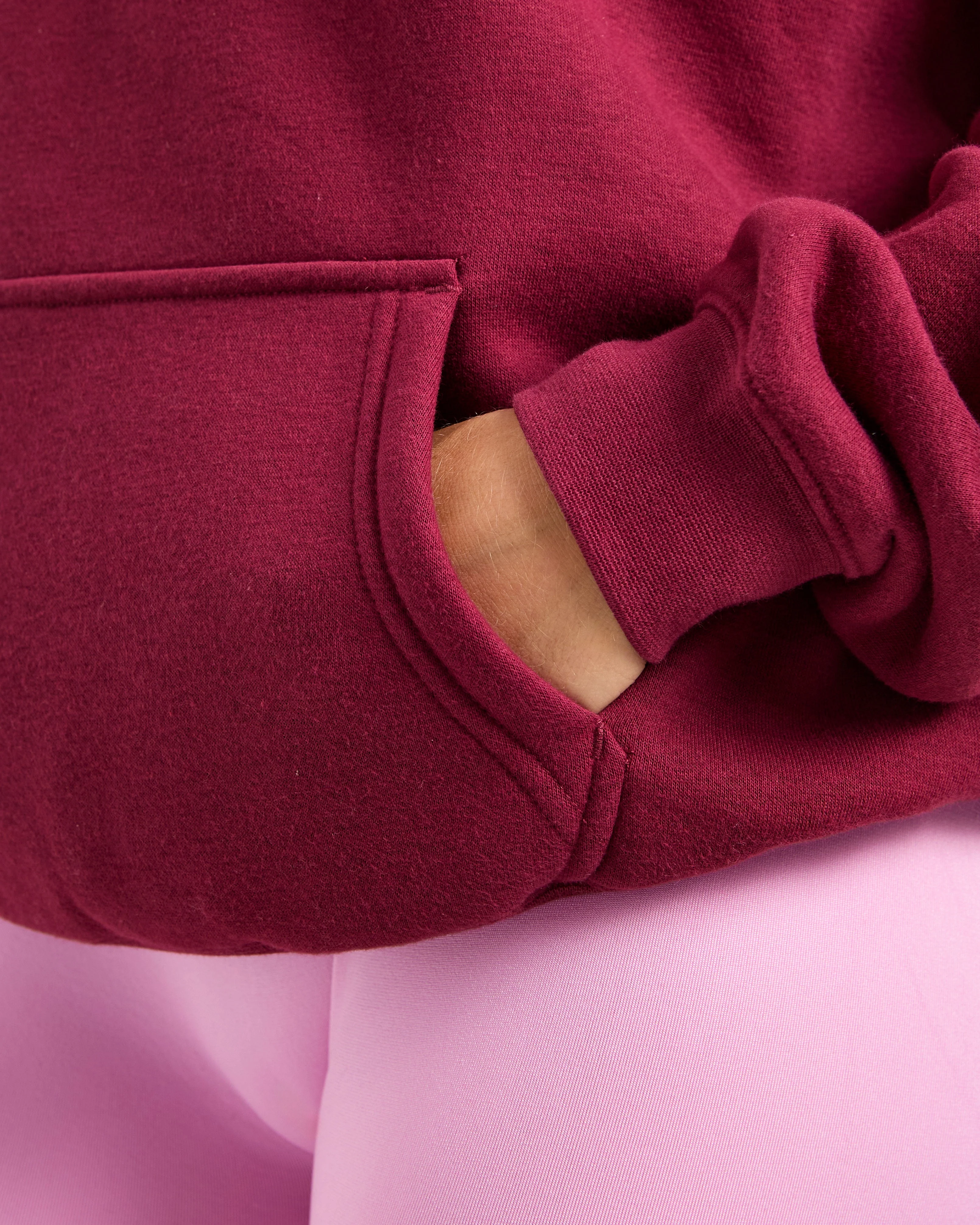 Script Embroidered Oversized Hoodie - Burgundy/Pink - Image 6