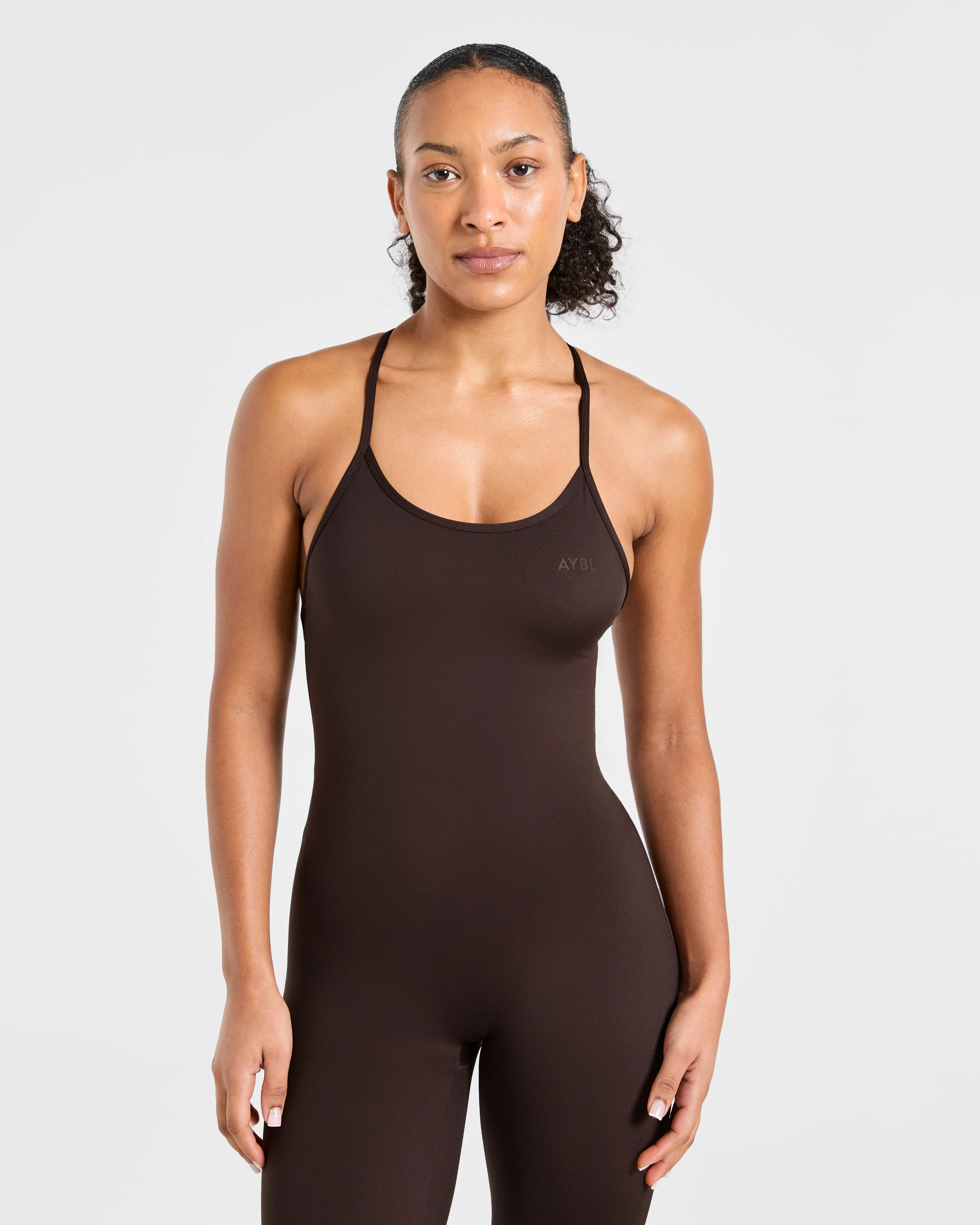 Sculpt Backless Flared All In One - Deep Cocoa Brown - Image 3
