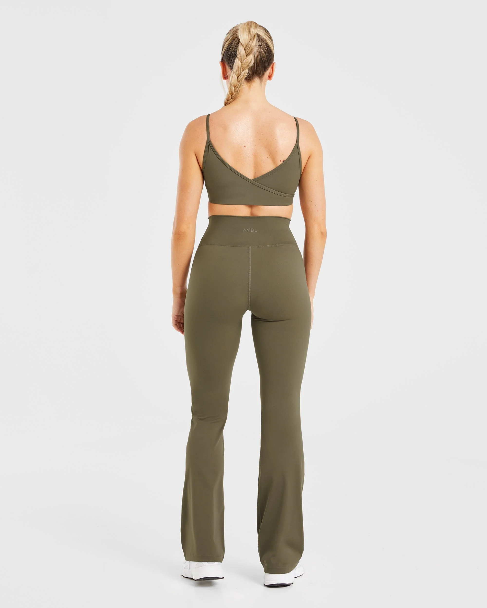Sculpt Wrap Flared Leggings - Deep Khaki - Image 4