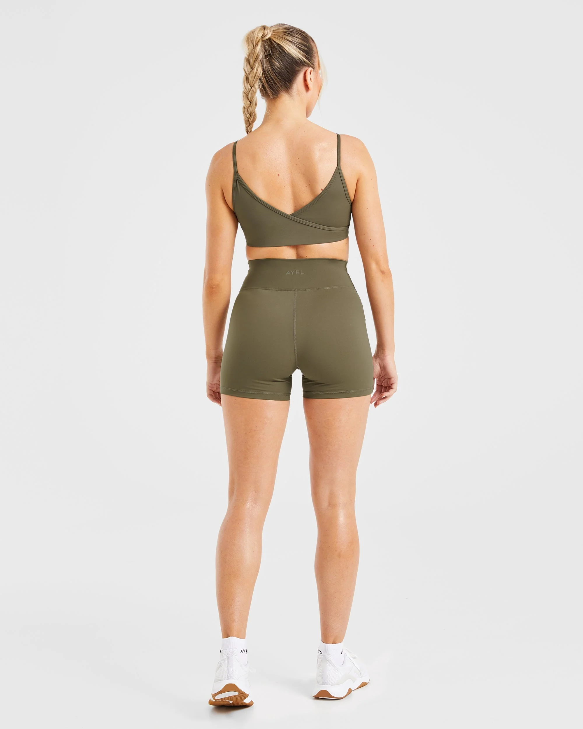 Sculpt Wrap Sports Bra - Deep Khaki - Image 4