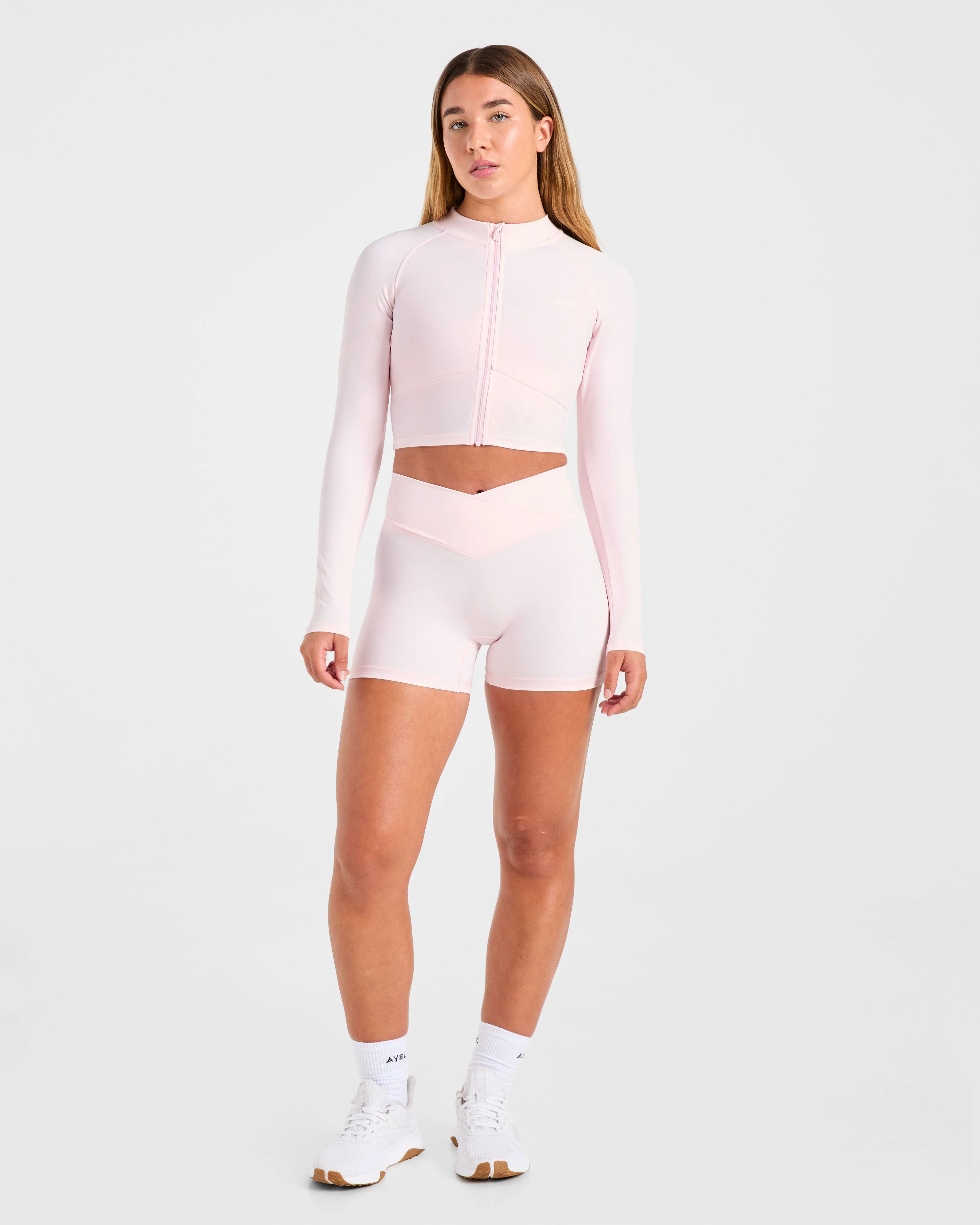 Sculpt Wrap Zip Up Jacket - Iced Pink - Image 3