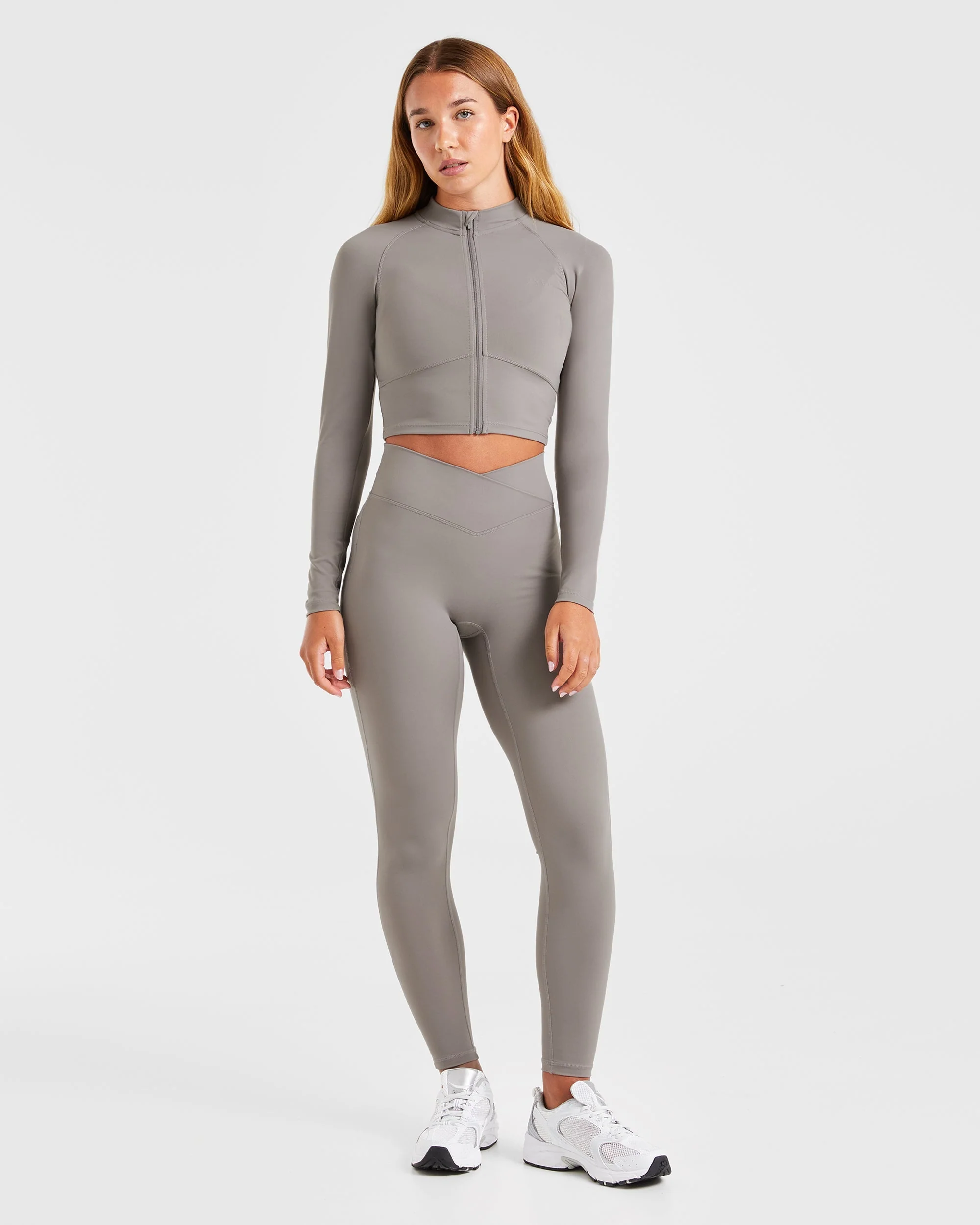 Sculpt Wrap Zip Up Jacket - Smoke Grey - Image 3