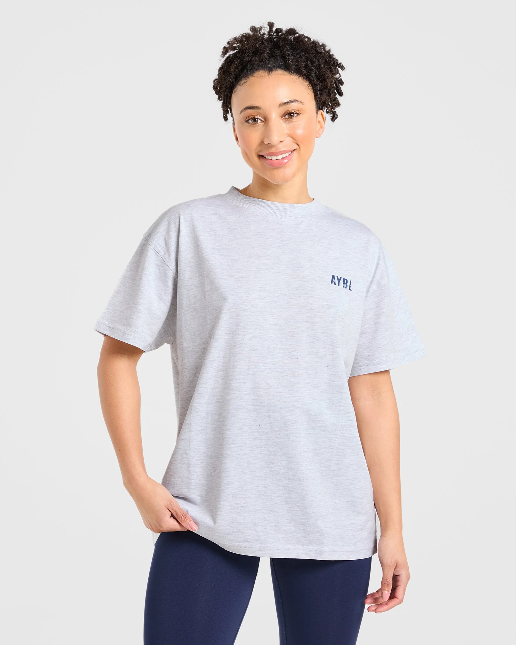Sculpting Season Oversized T Shirt - Heather Grey/Navy - Image 2