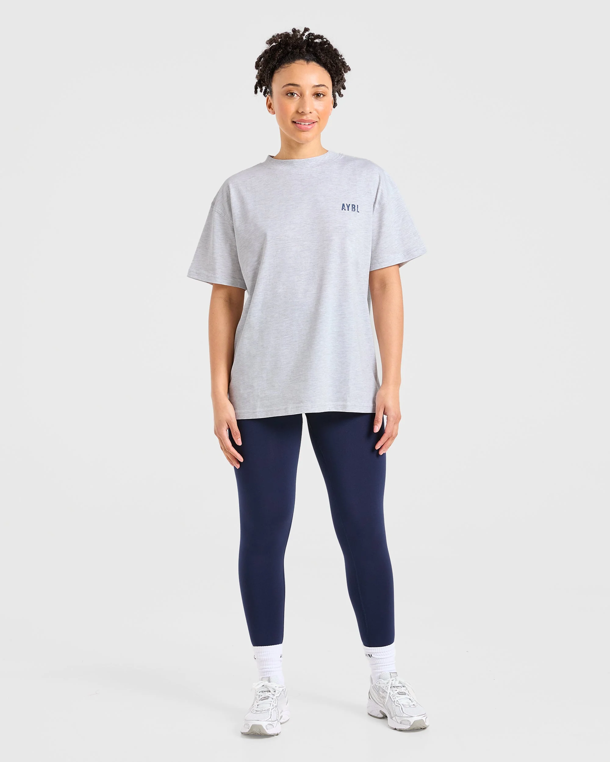 Sculpting Season Oversized T Shirt - Heather Grey/Navy - Image 4