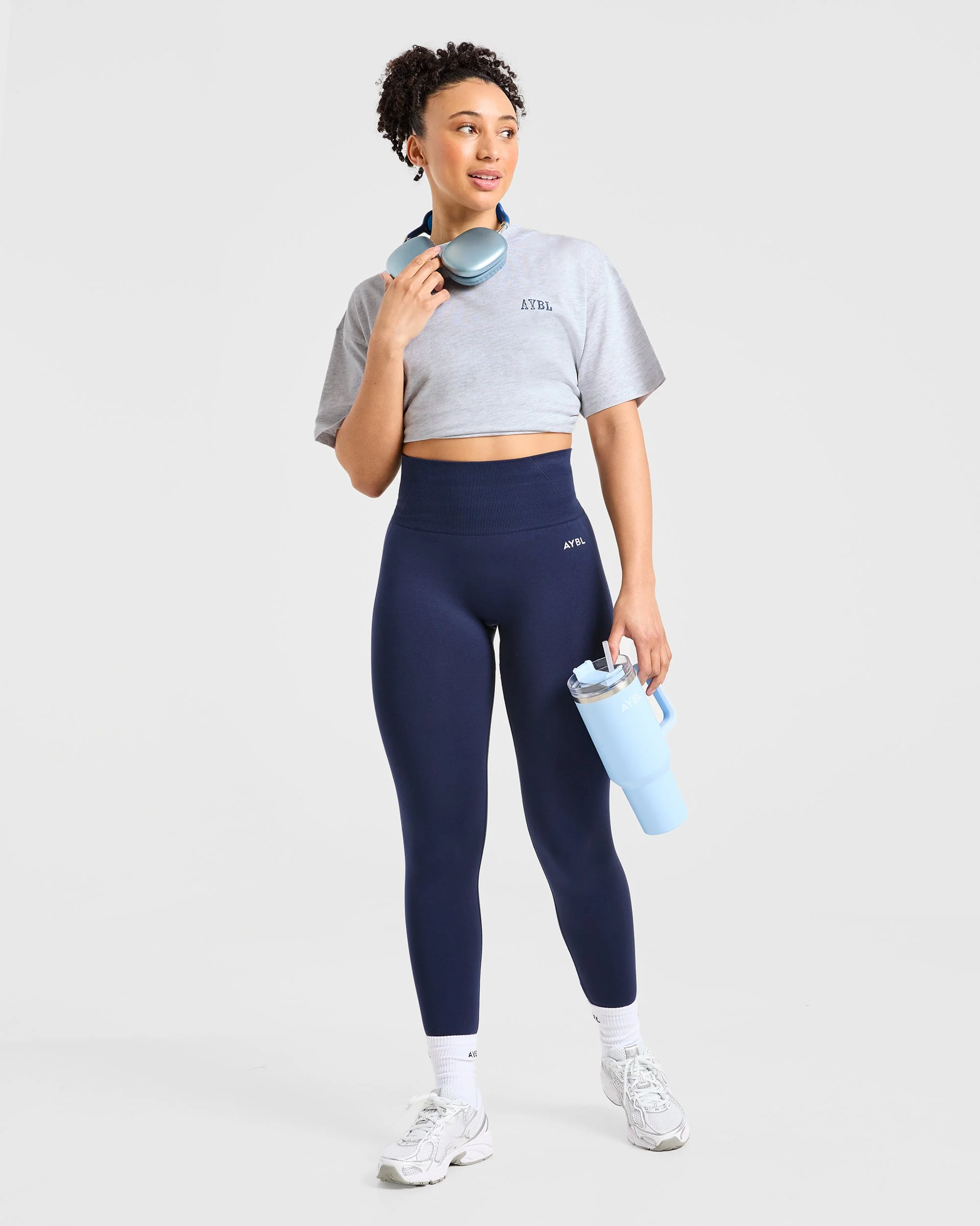 Sculpting Season Oversized T Shirt - Heather Grey/Navy - Image 7