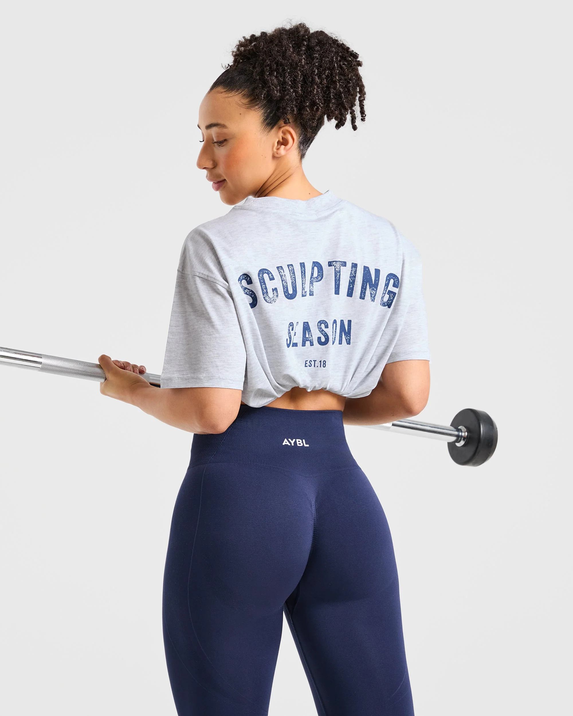Sculpting Season Oversized T Shirt - Heather Grey/Navy - Image 8