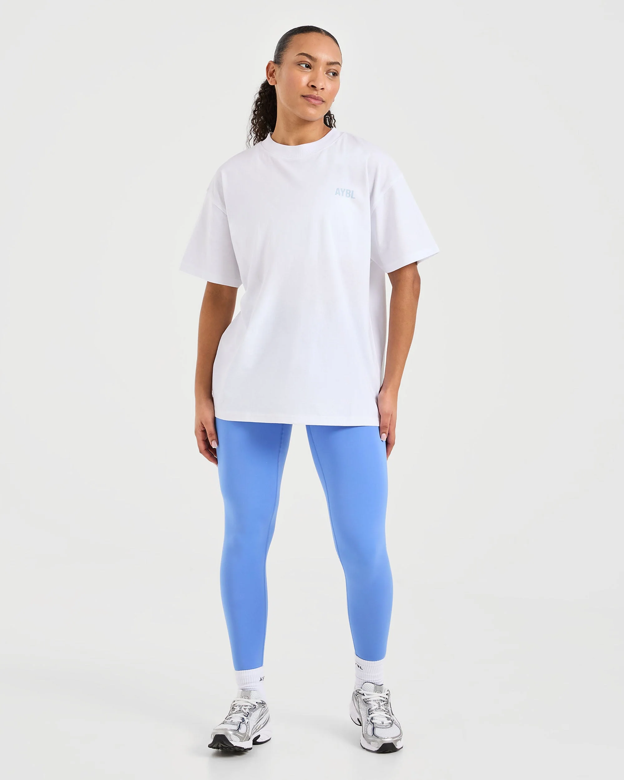 Show Up Oversized T Shirt - White/Blue - Image 3