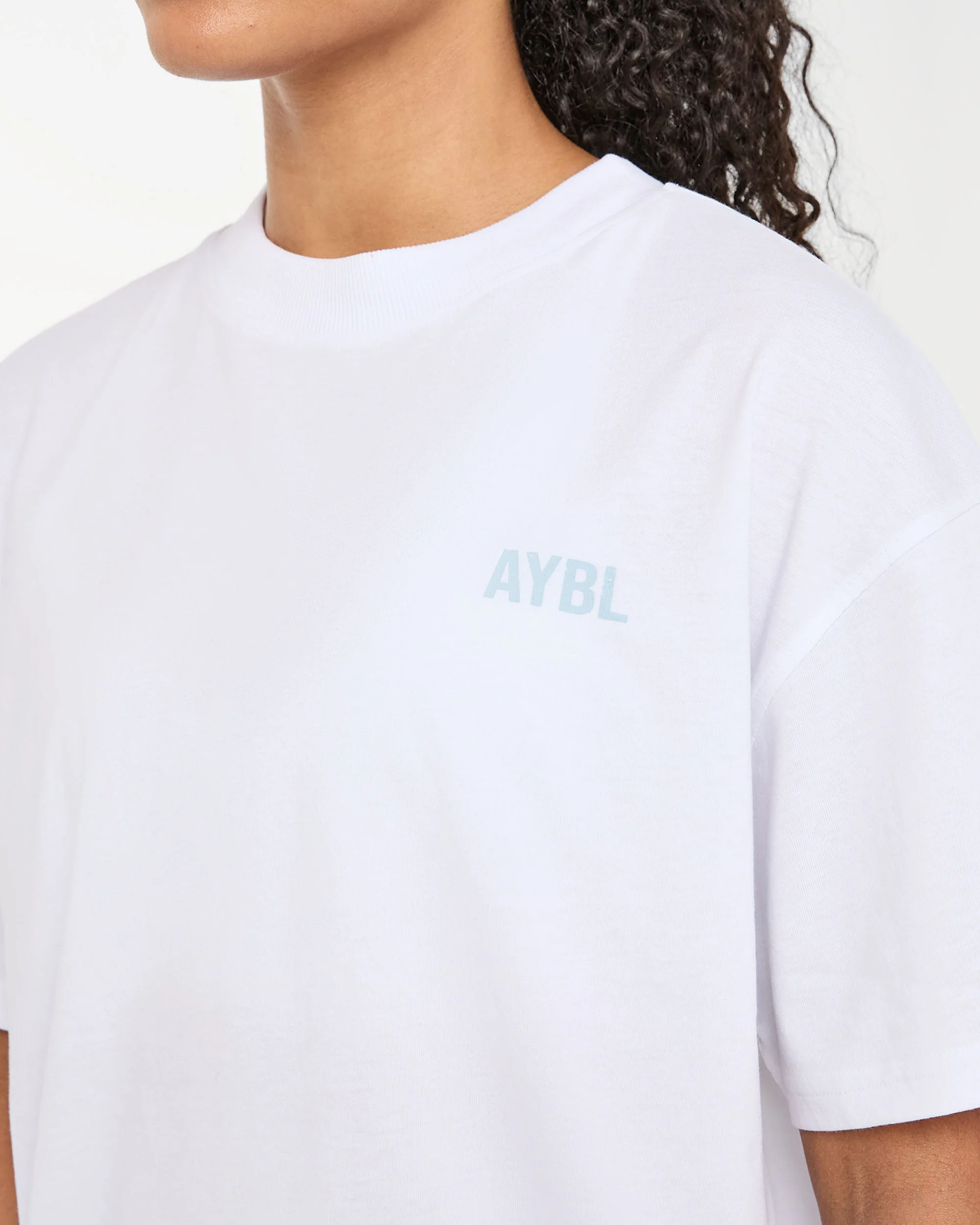 Show Up Oversized T Shirt - White/Blue - Image 5