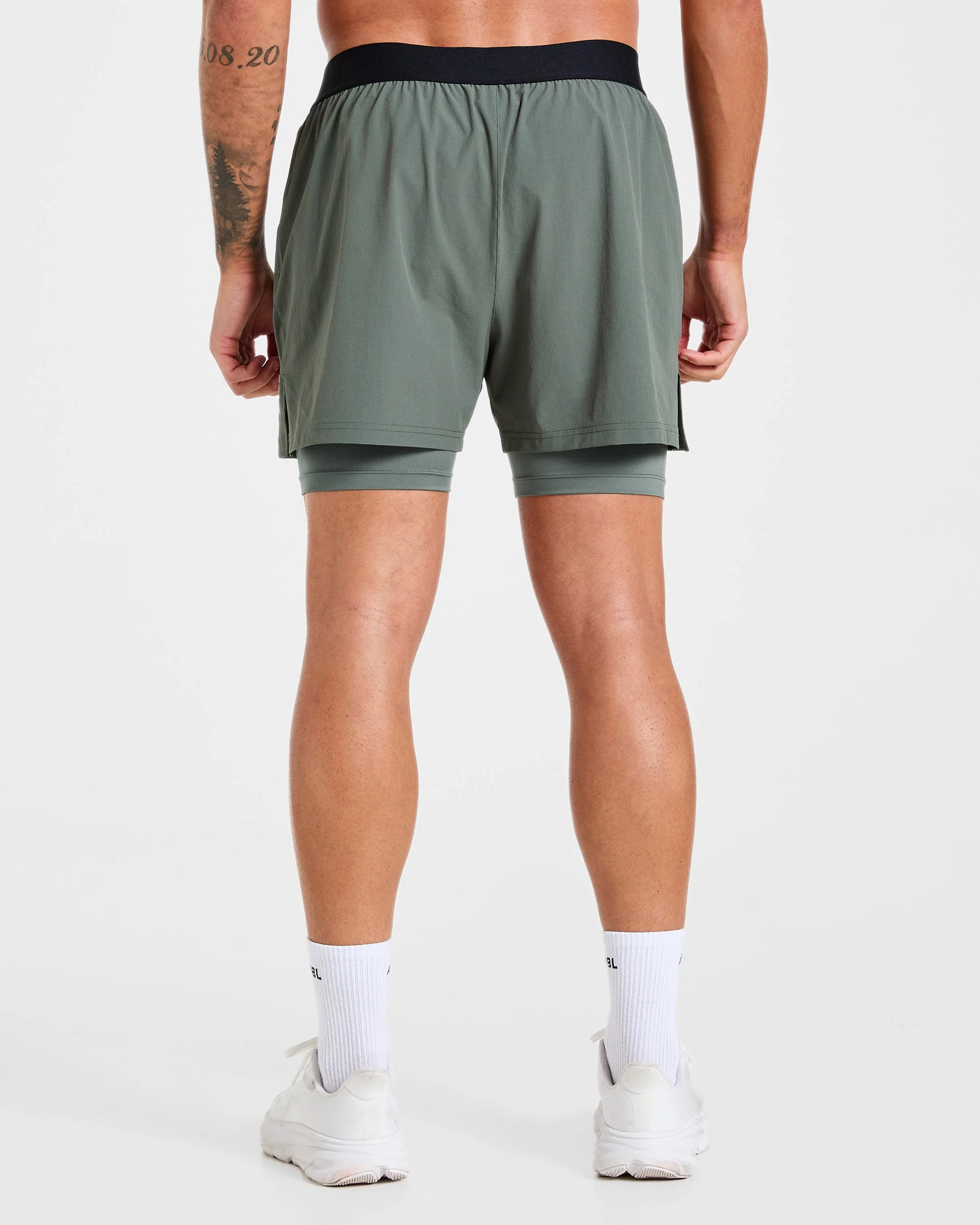 Signature 2 in 1 Shorts - Deep Olive - Image 2